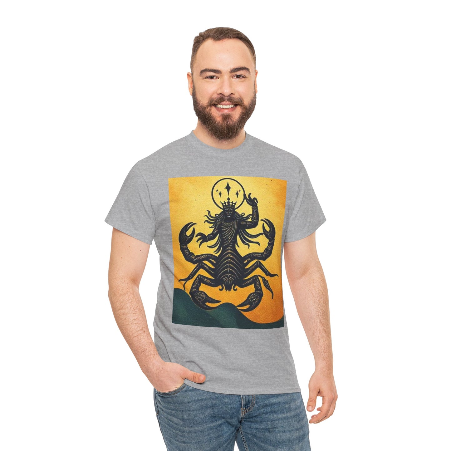 Unisex Heavy Cotton T-Shirt, Scorpion King, Print Art, Scorpio Zodiac Design