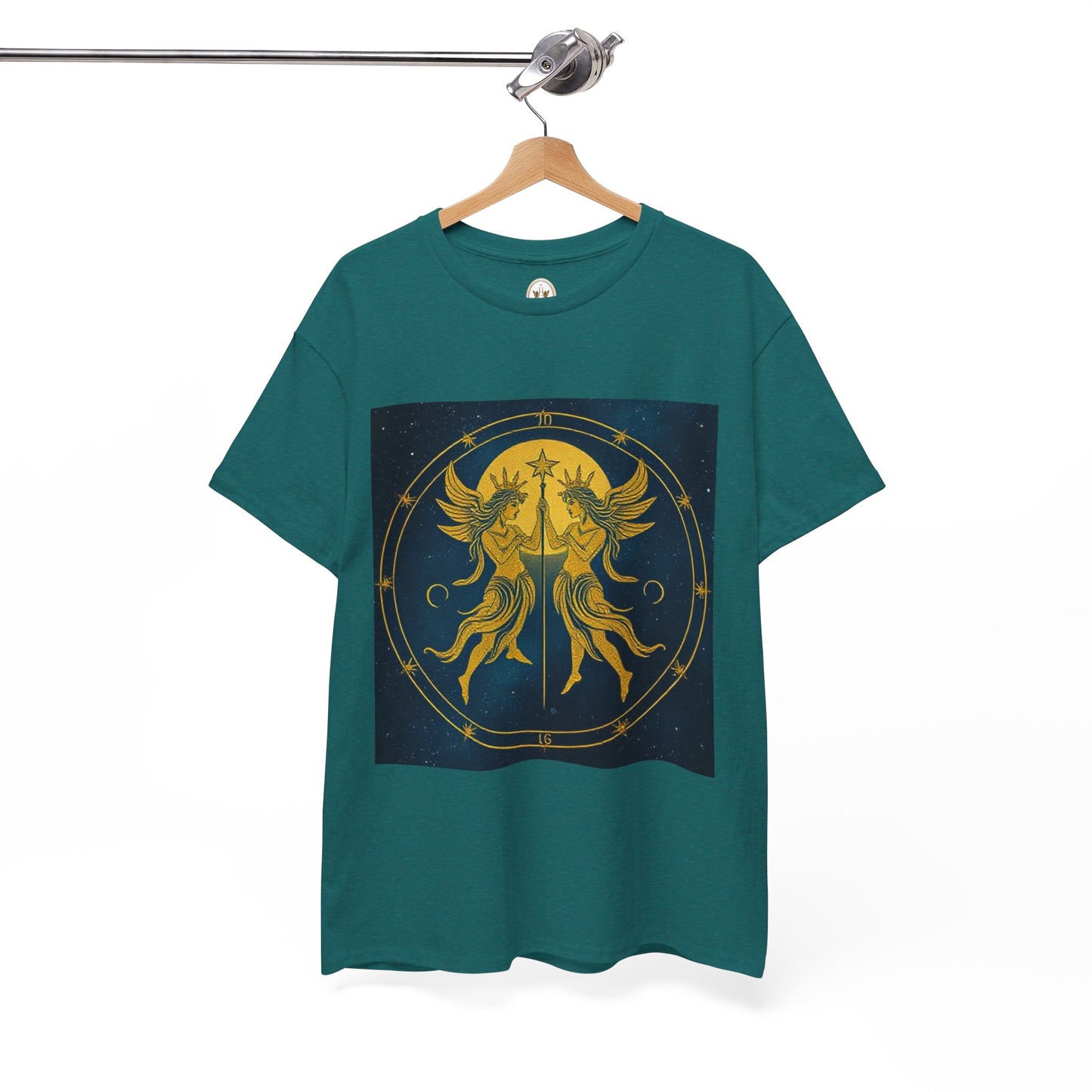 Unisex Heavy Cotton T-Shirt, Space Twins v3, Gemini Zodiac Design