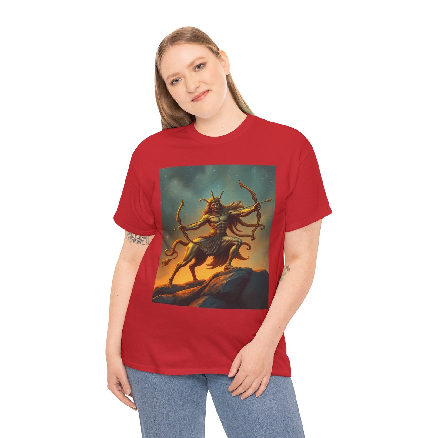 Unisex Heavy Cotton T-Shirt, Arrow Centaur, Sagittarius Zodiac Design