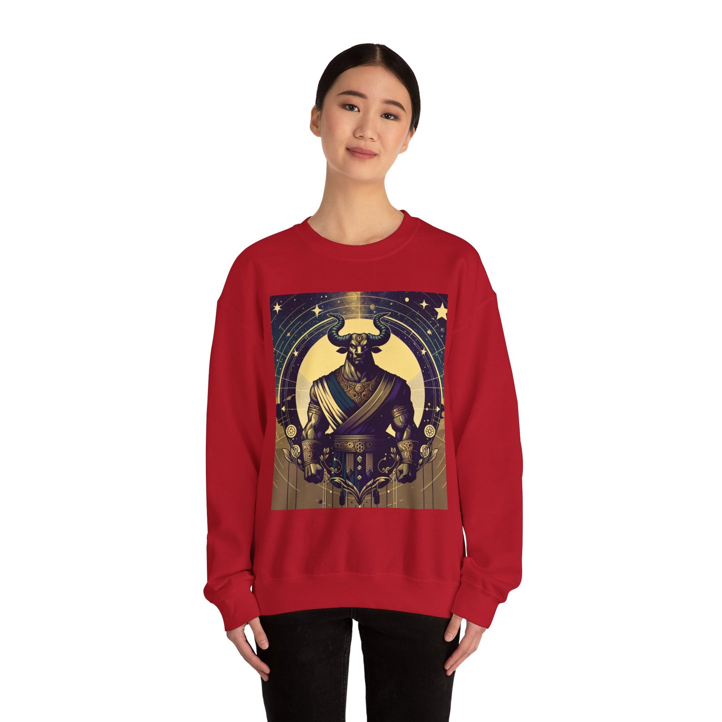 Unisex Heavy Blend™ Crewneck Sweatshirt, Minotaur, Taurus Zodiac Design