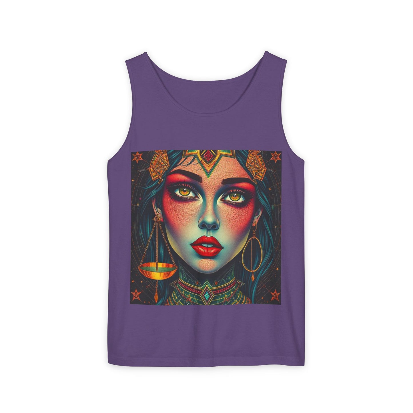 Unisex Garment-Dyed, Tank Top, Libra Design, Pop Art, 100% US cotton