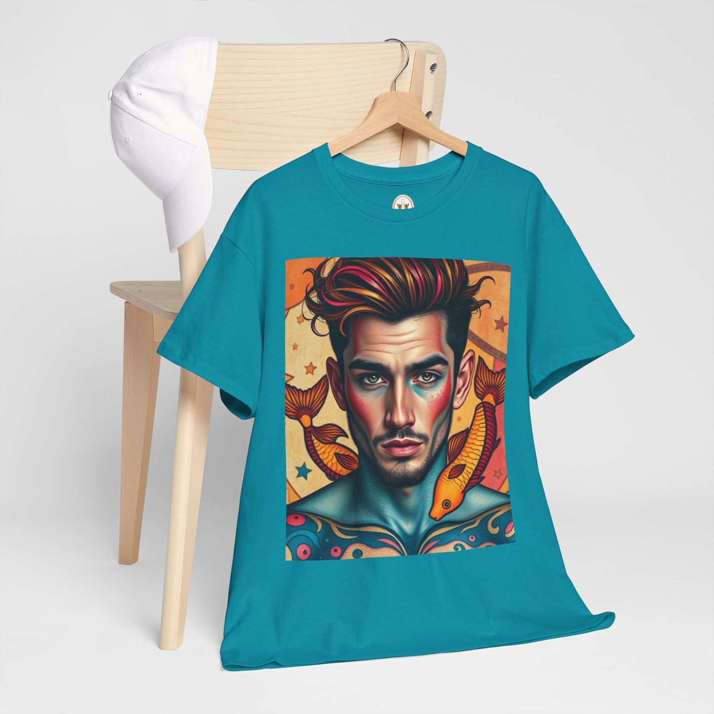 Unisex Heavy Cotton T-Shirt, Pisces, Zodiac v2, Sexy Art