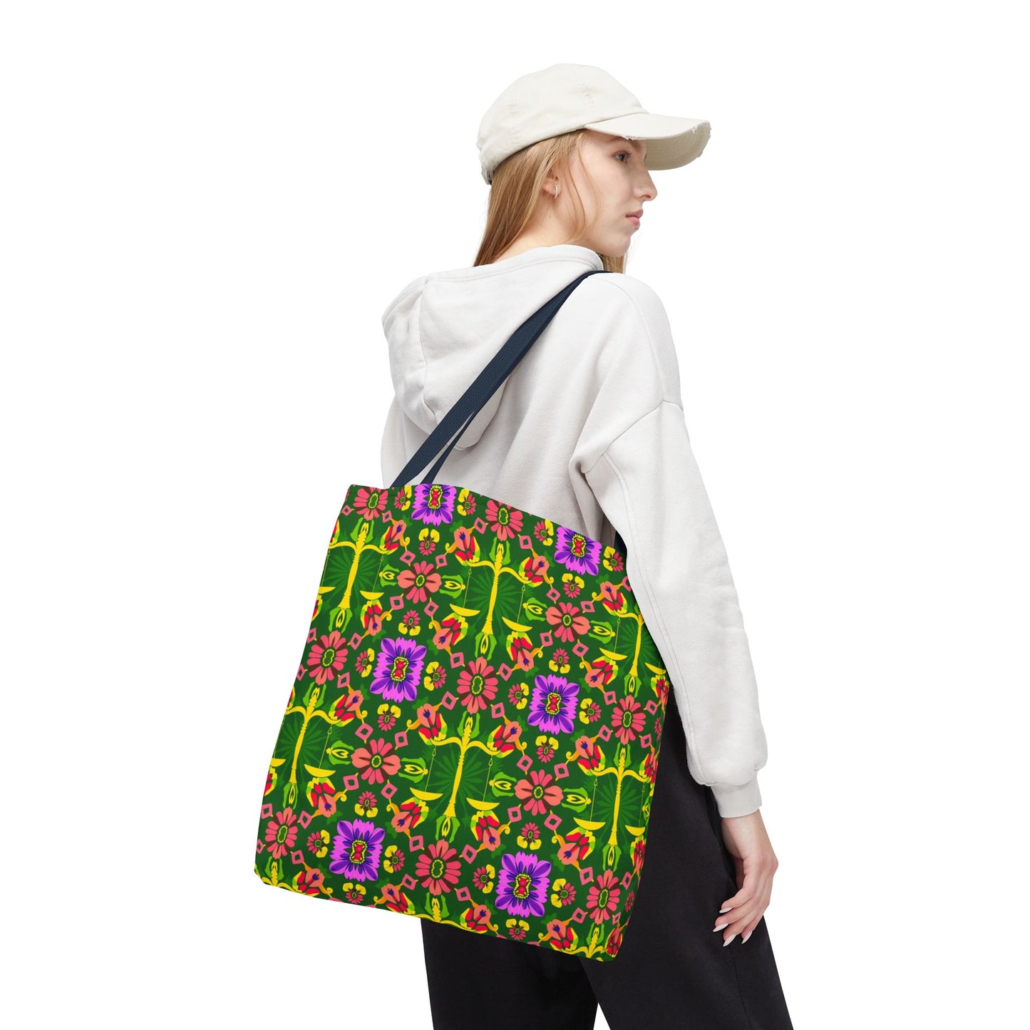 Tote Bag (AOP), Libra, Zodiac, Flower Pattern