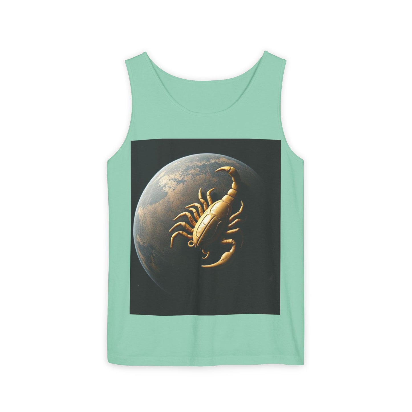 Unisex Garment-Dyed, Tank Top, Scorpio Design, Planet Symbol v1, 100% US cotton