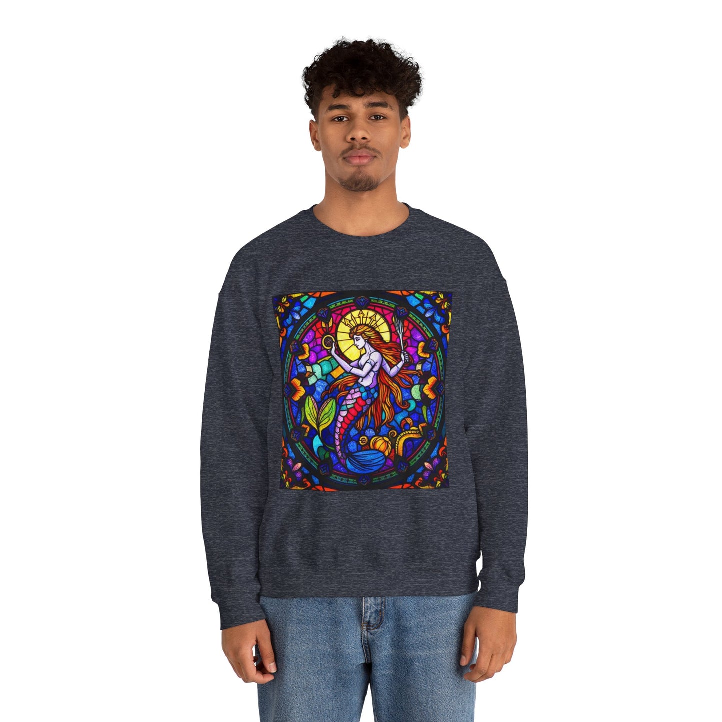 Unisex Heavy Blend™ Crewneck Sweatshirt, Glass 1, Aquarius Zodiac Design