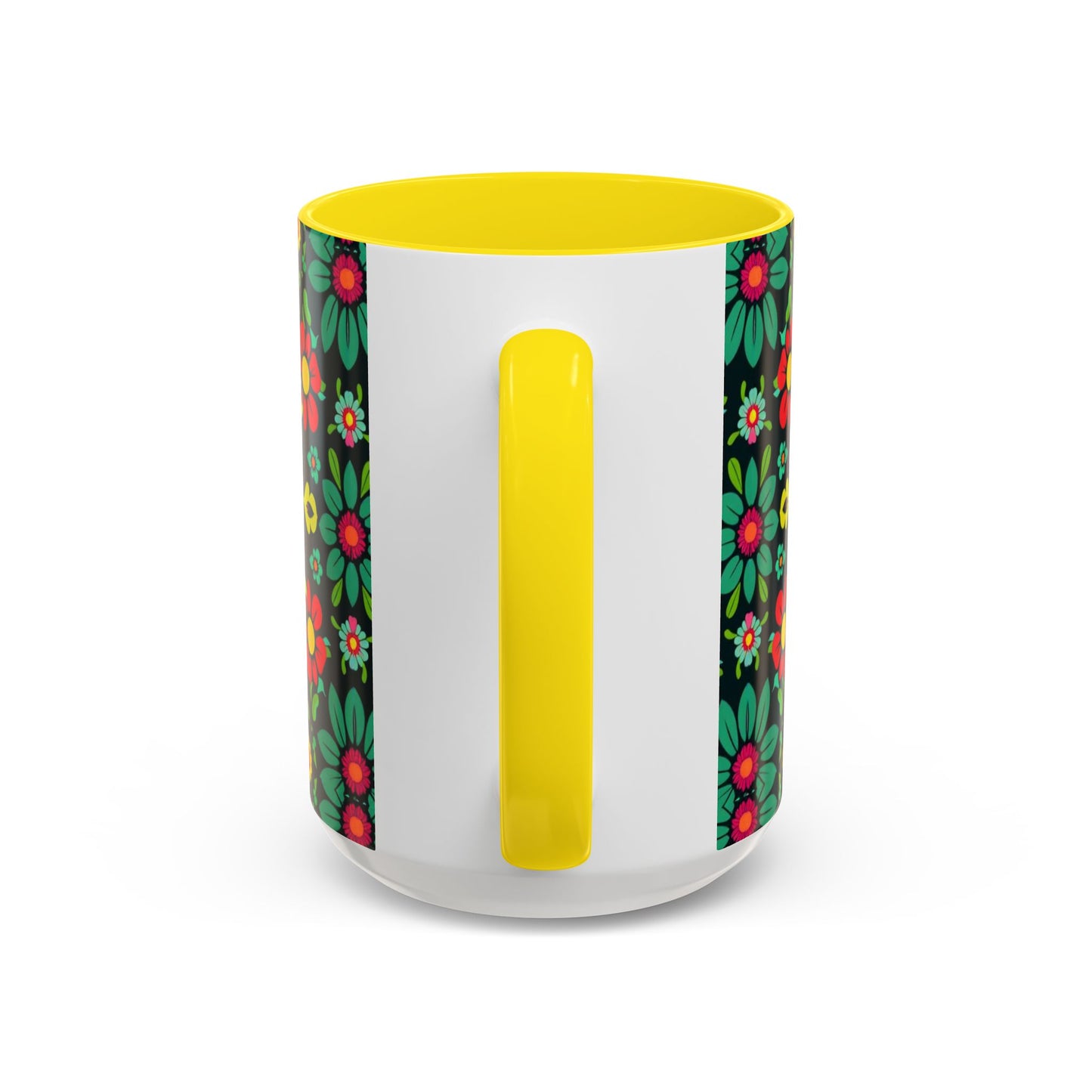 Accent Coffee Mug, Aquarius, Zodiac v4, Flower Pattern, (11, 15oz)
