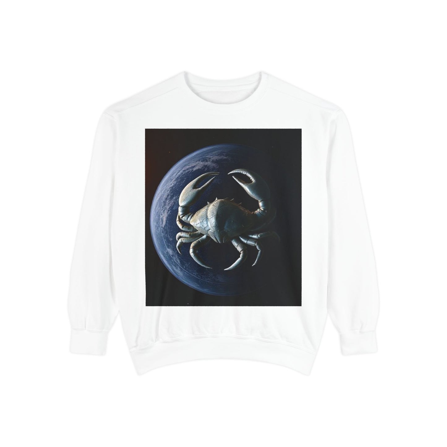 Garment-Dyed Sweatshirt, Unisex, Space Animal Design, Cancer