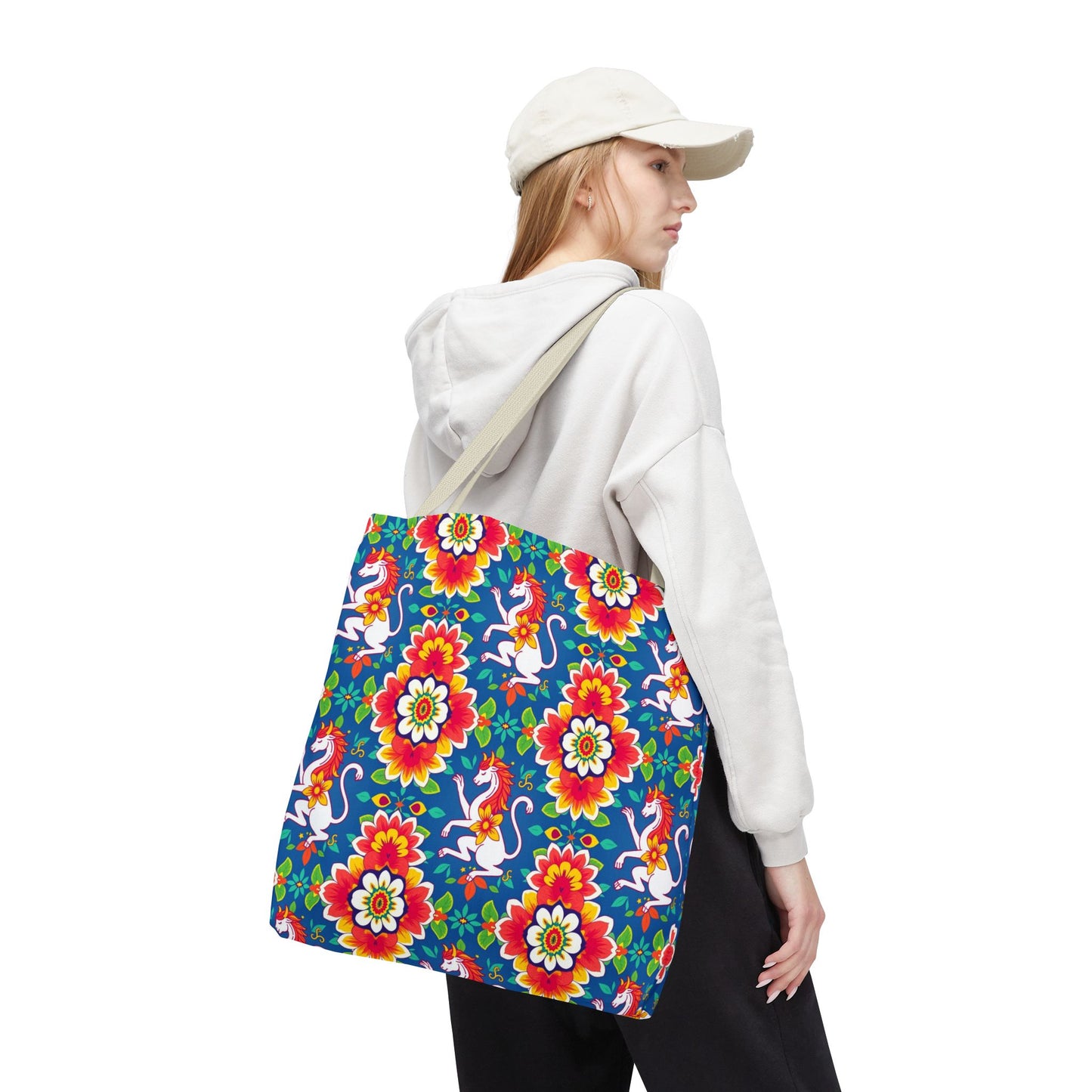 Tote Bag, (AOP), Virgo, Zodiac v2, Flower Pattern