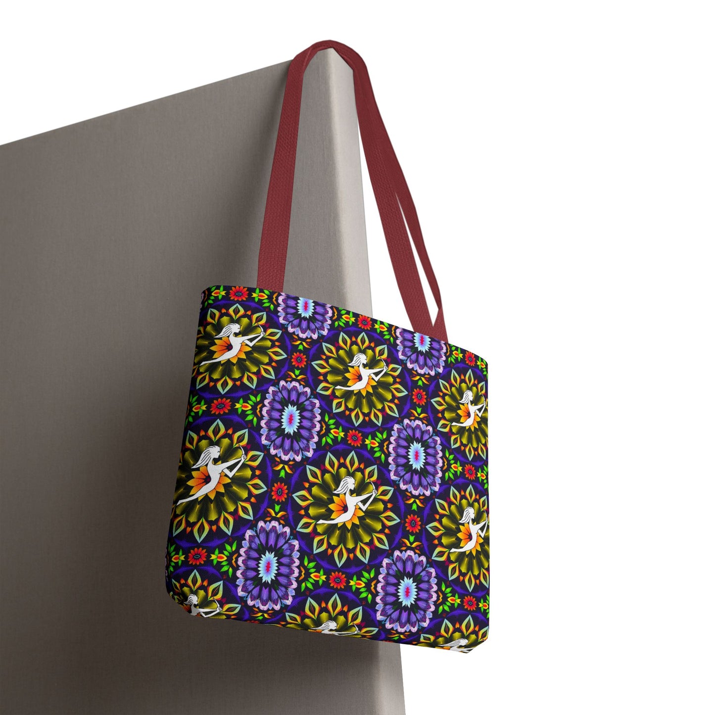 Tote Bag, (AOP), Sagittarius, Zodiac v5, Flower Pattern