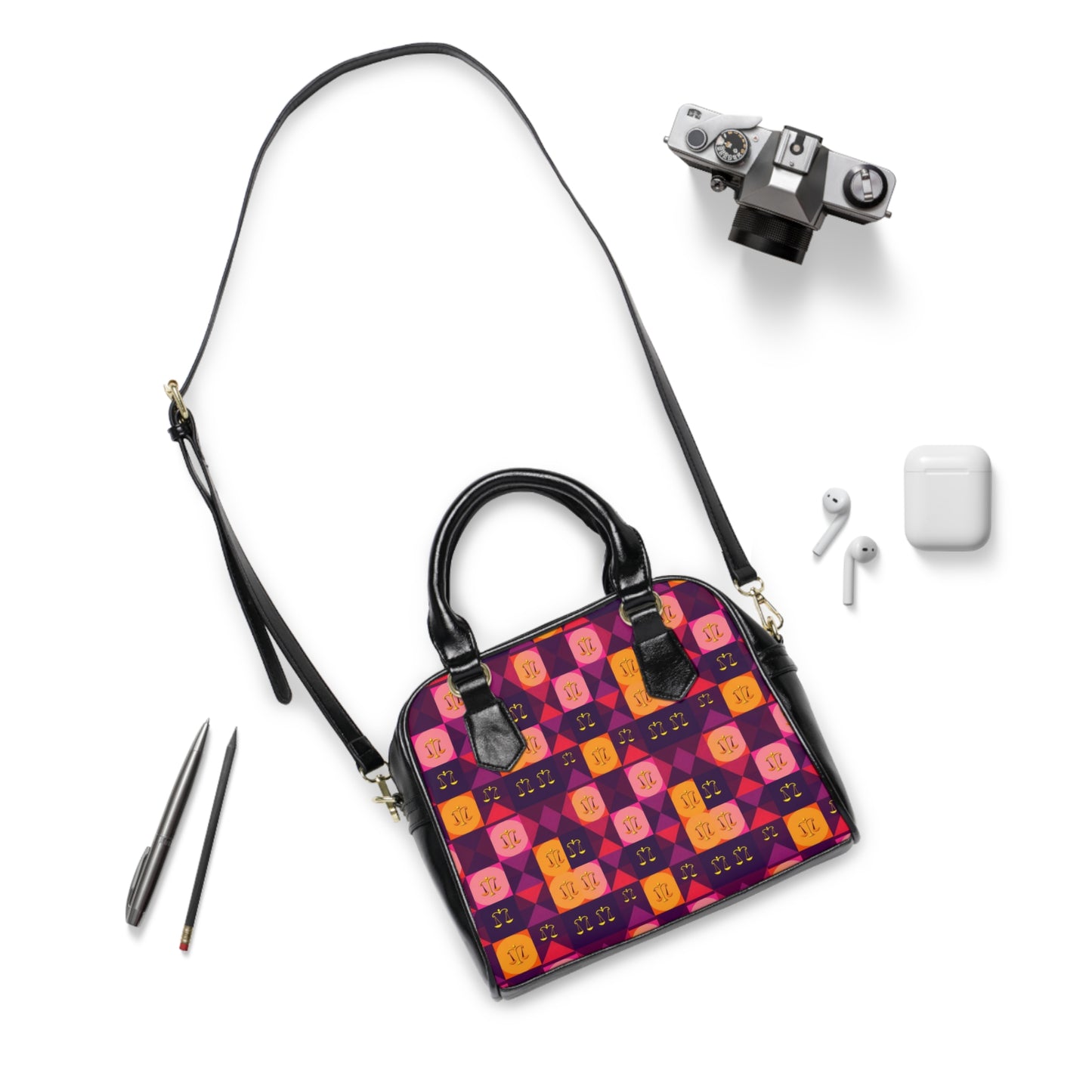 Shoulder Handbag, Libra, Zodiac v3, Shapes Pattern