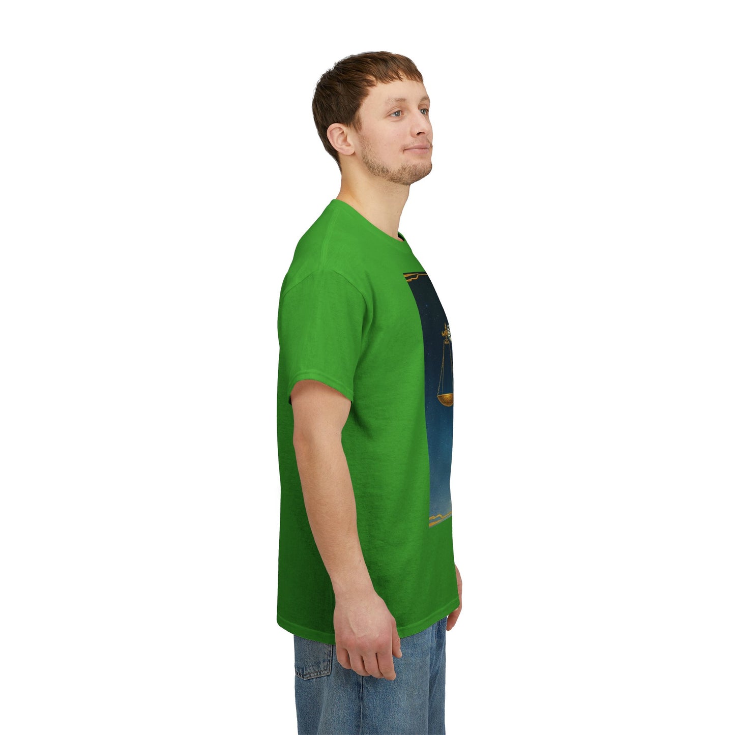 Unisex Heavy Cotton T-Shirt, Space, Libra God, Zodiac Design