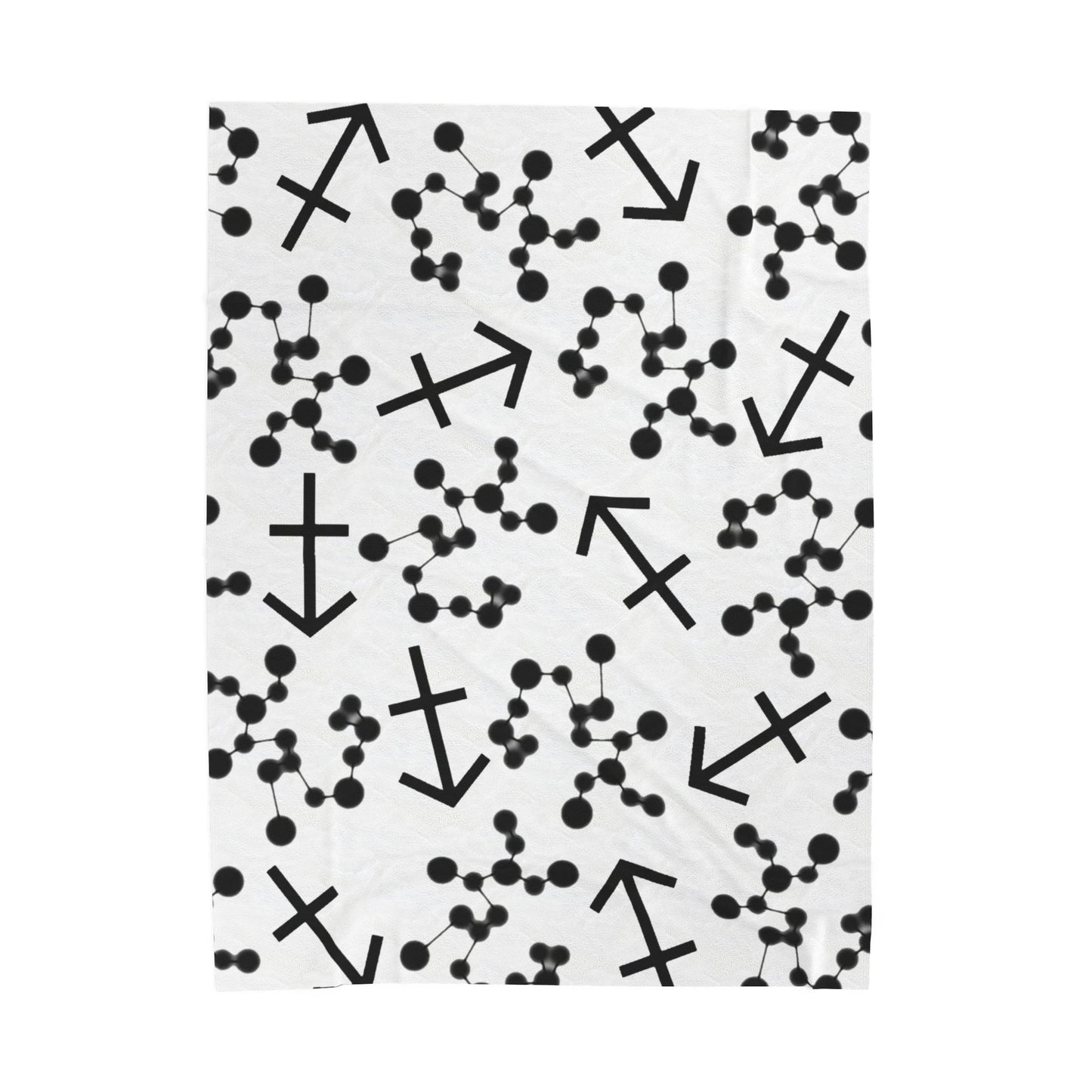 Velveteen Plush Blanket, Sagittarius Zodiac Sign, Constellation & Symbol, White, 100% polyester