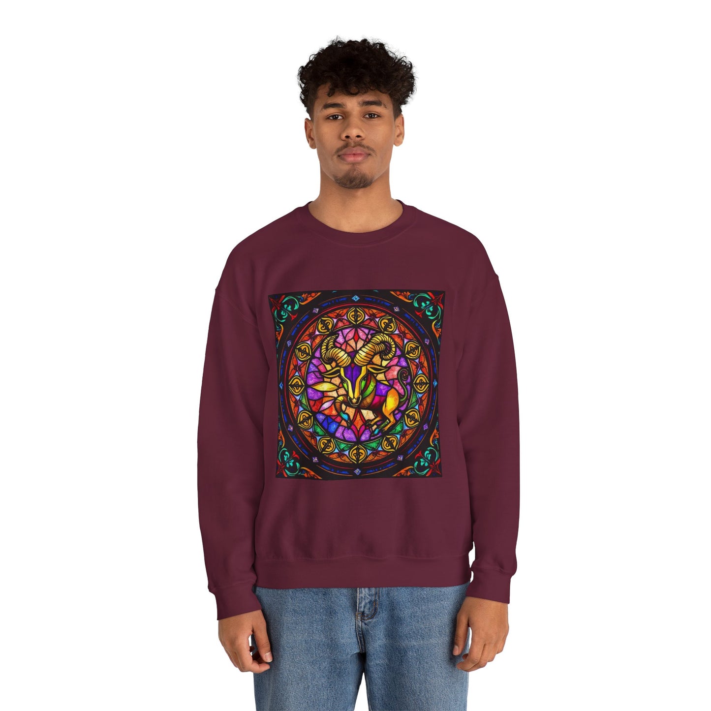 Unisex Heavy Blend™ Crewneck Sweatshirt, Glass 1, Taurus Zodiac Design