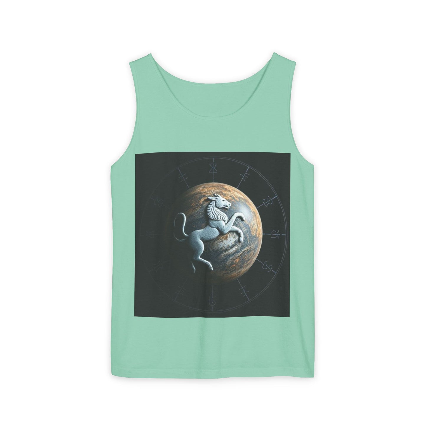 Unisex Garment-Dyed, Tank Top, Aquarius Design, Planet Animal, 100% Ringspun US cotton