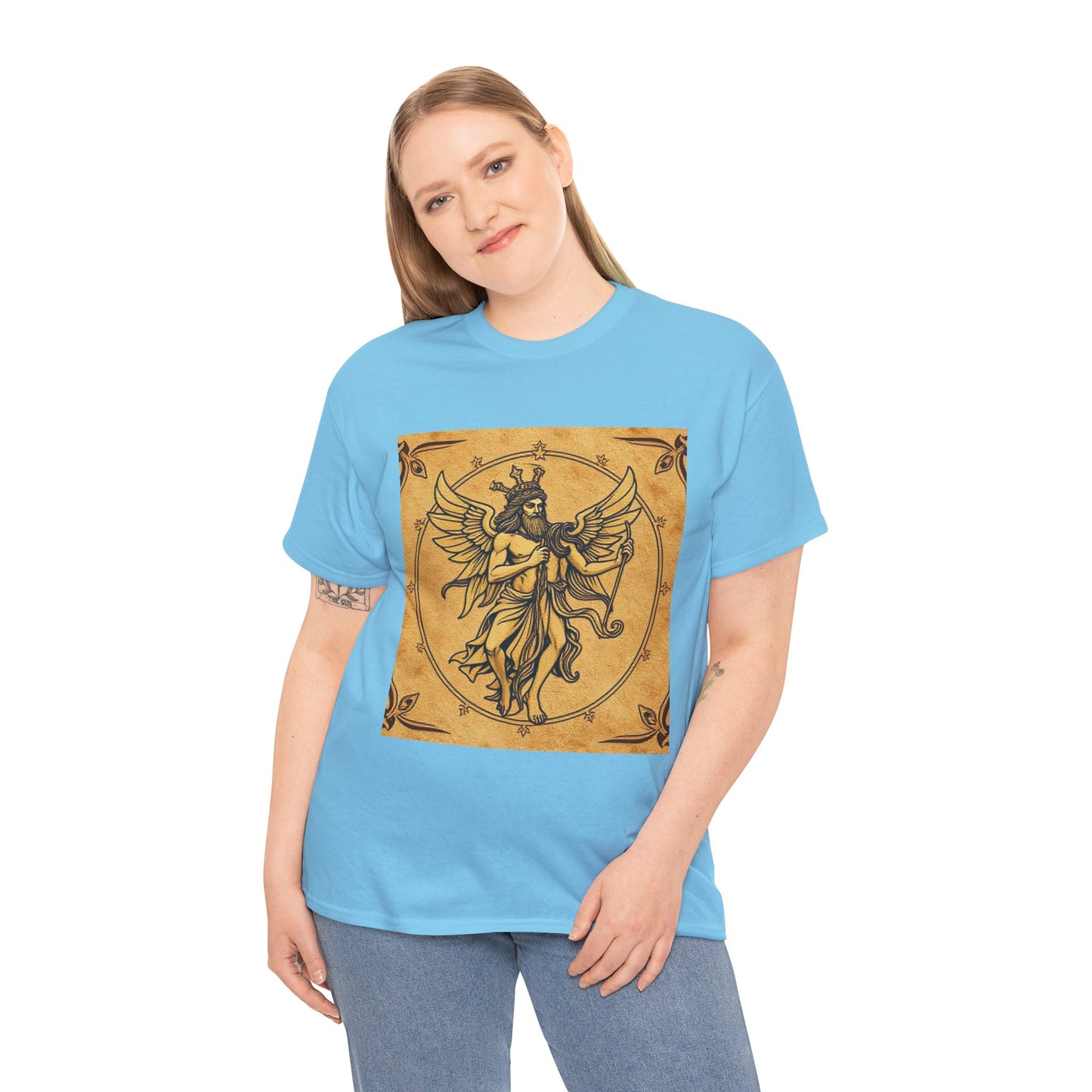 Unisex Heavy Cotton T-Shirt, Pencil Art v1, Gemini Zodiac Design