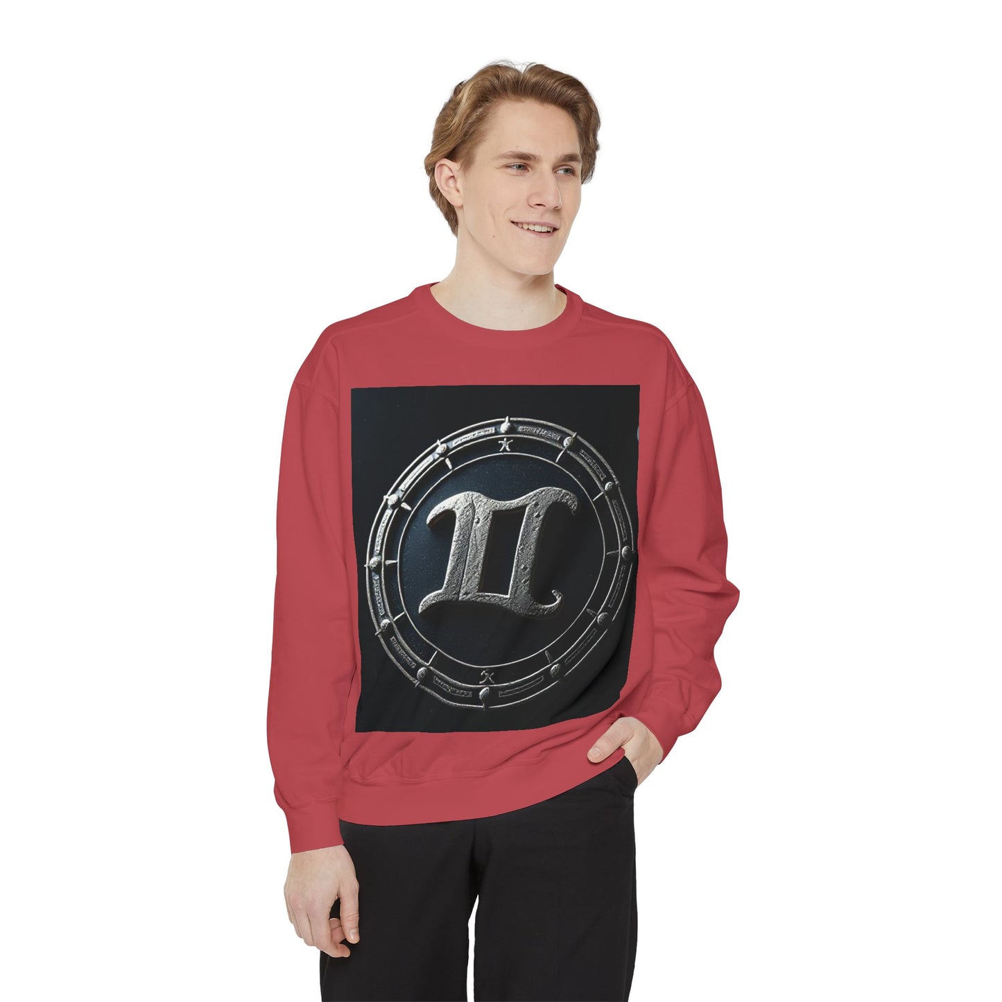 Garment-Dyed Sweatshirt, Unisex, Space Symbol Design v1, Gemini