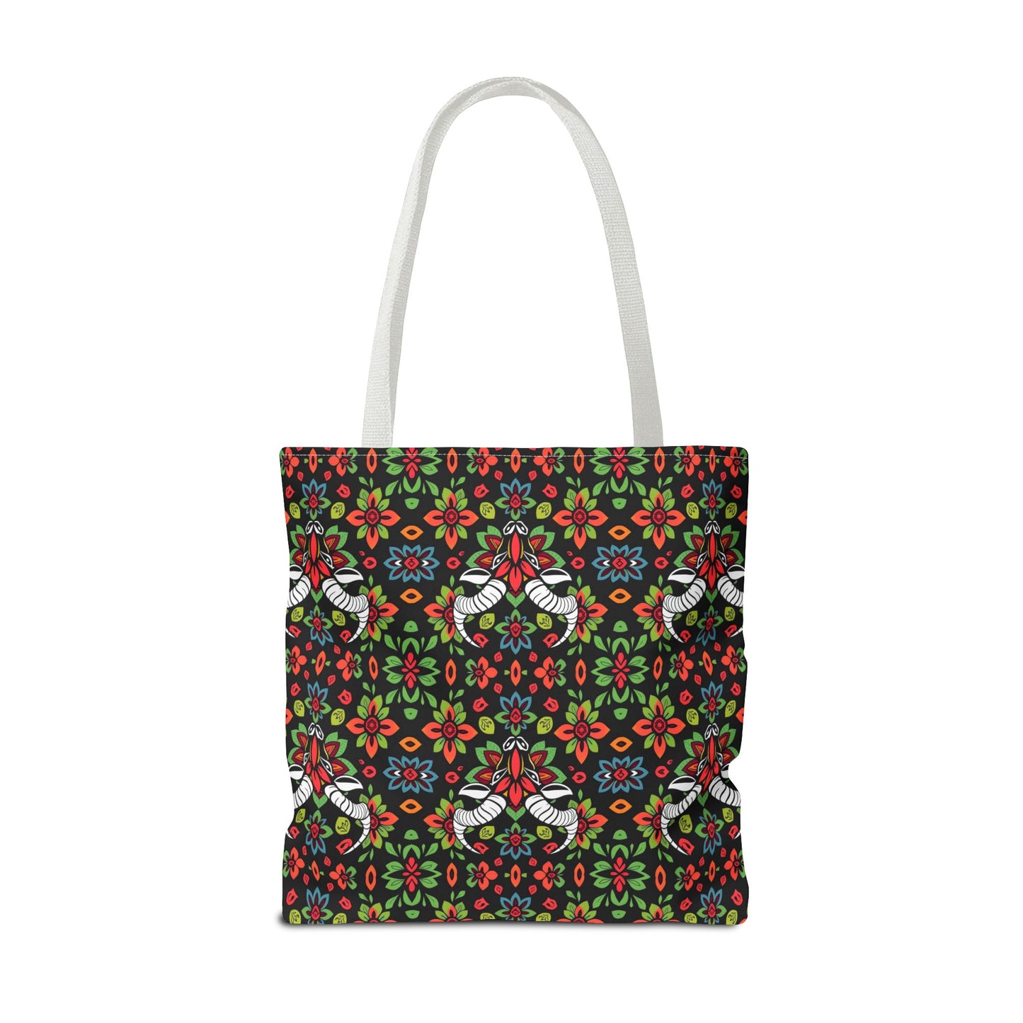 Tote Bag (AOP), Taurus, Zodiac v1, Flower Pattern