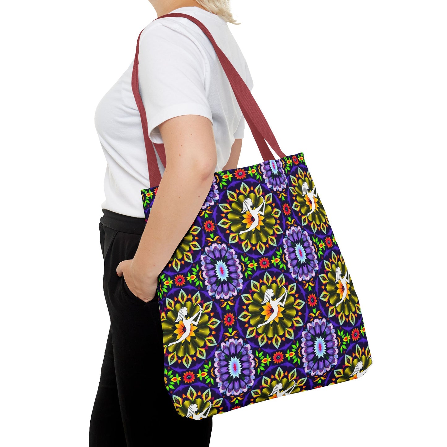 Tote Bag (AOP), Sagittarius, Zodiac v2, Flower Pattern