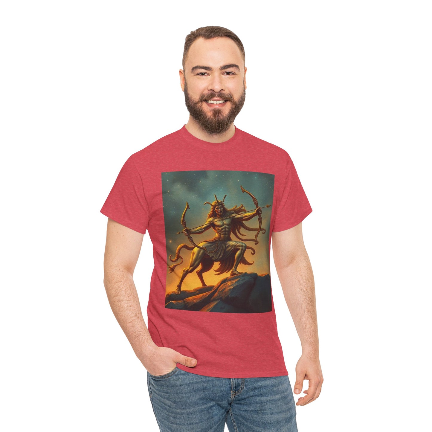 Unisex Heavy Cotton T-Shirt, Arrow Centaur v1, Sagittarius Zodiac Design
