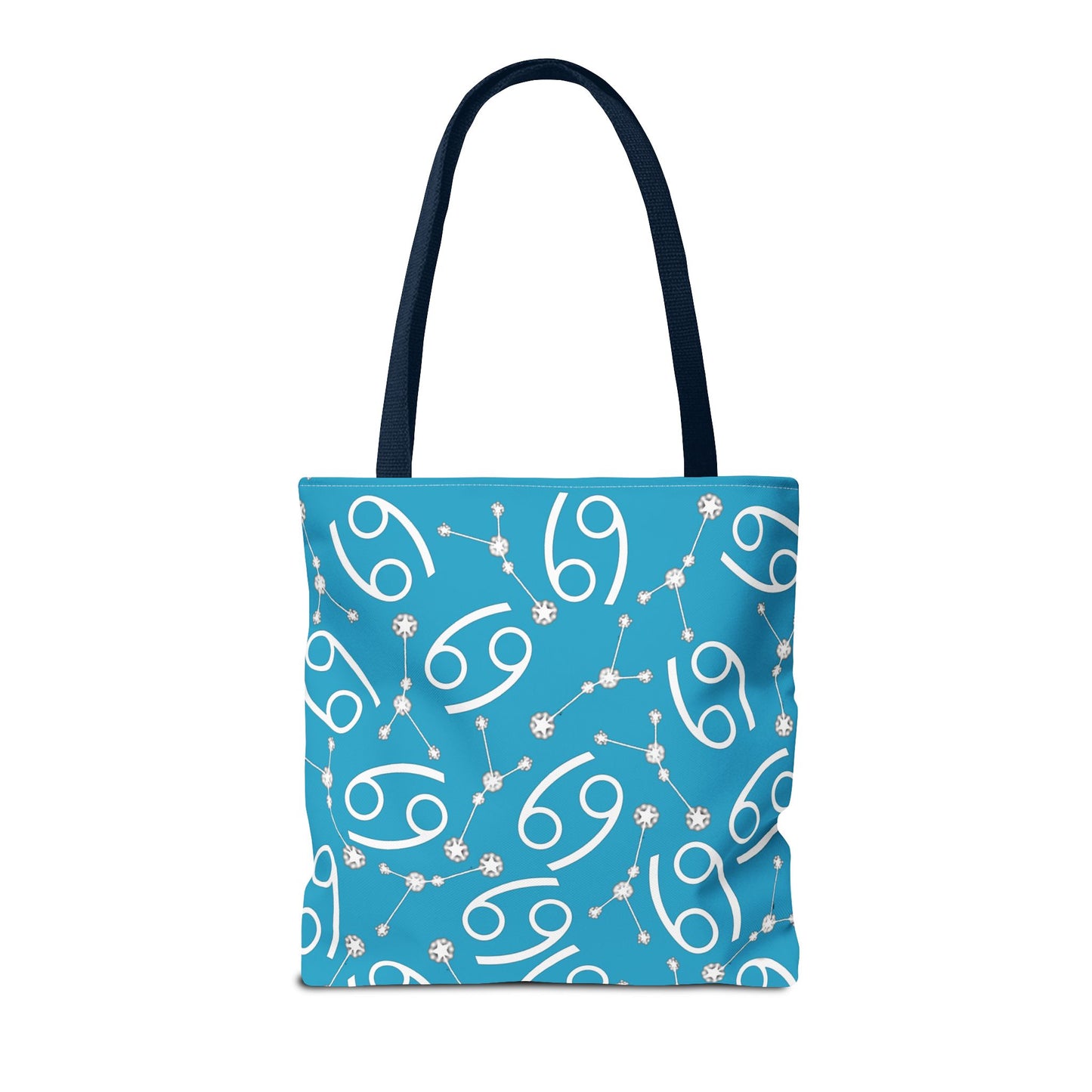 Tote Bag, Cancer Zodiac Sign, AOP, (Turquoise, White)