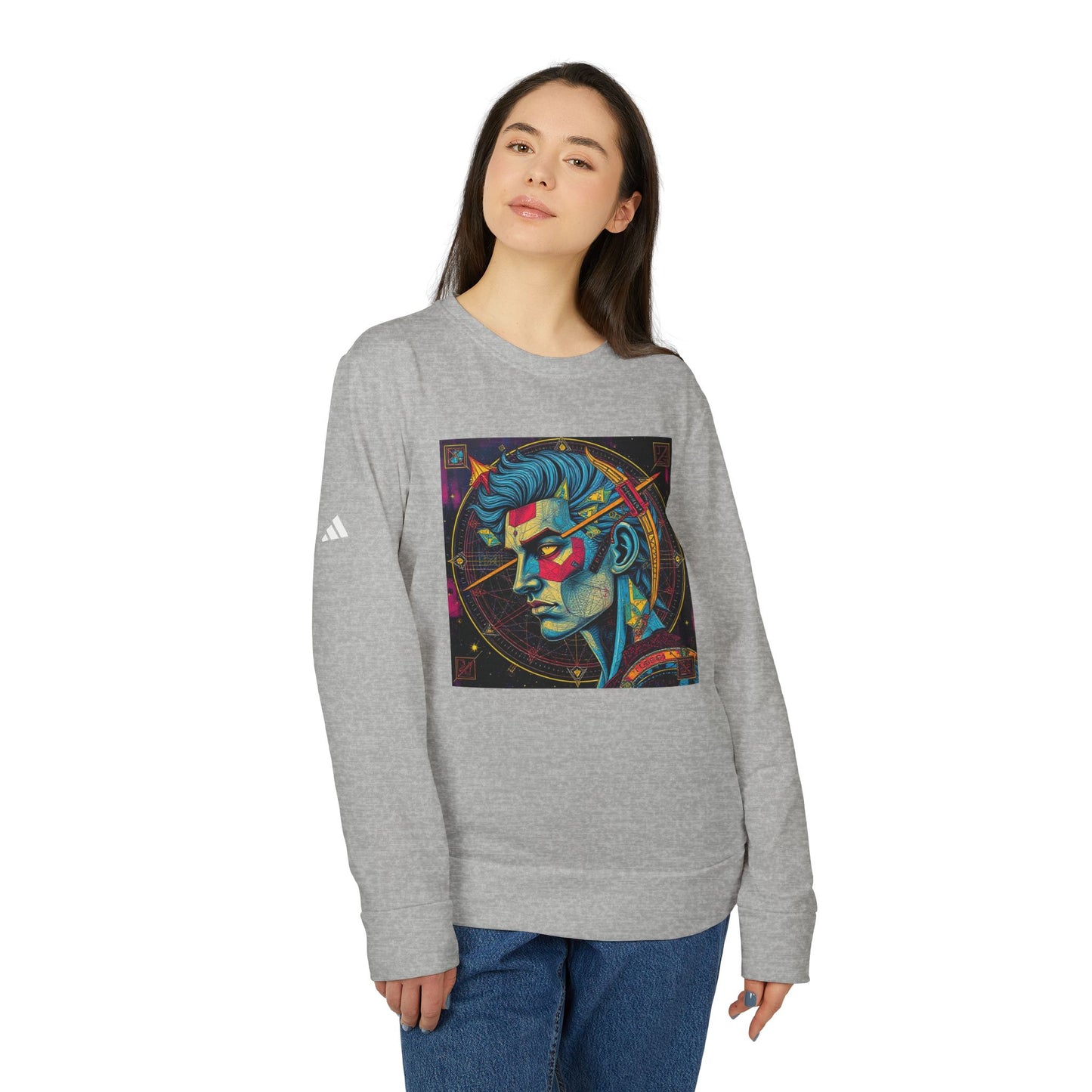 Adidas, Unisex Fleece Crewneck Sweatshirt, Sagittarius, Pop Art, Zodiac