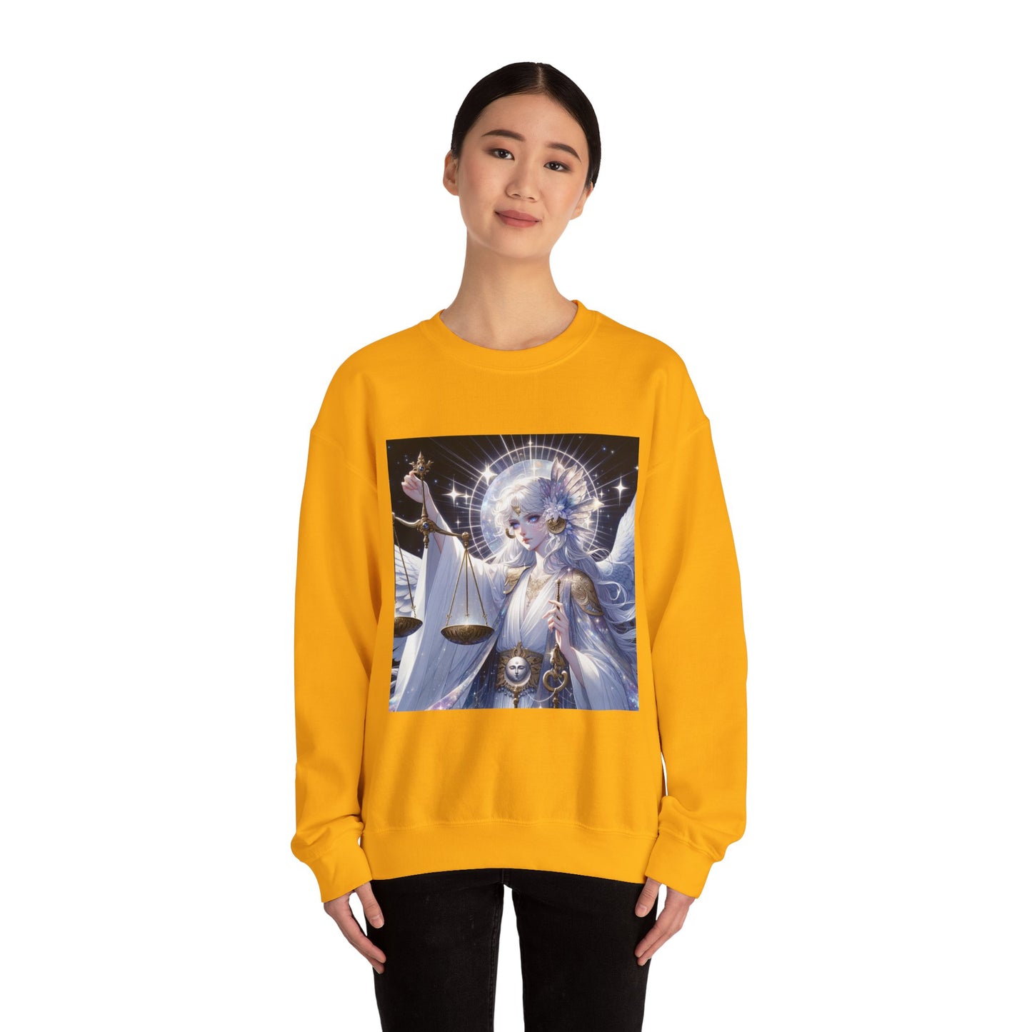 Unisex Heavy Blend™ Crewneck Sweatshirt,anime angel, Libra Zodiac Design