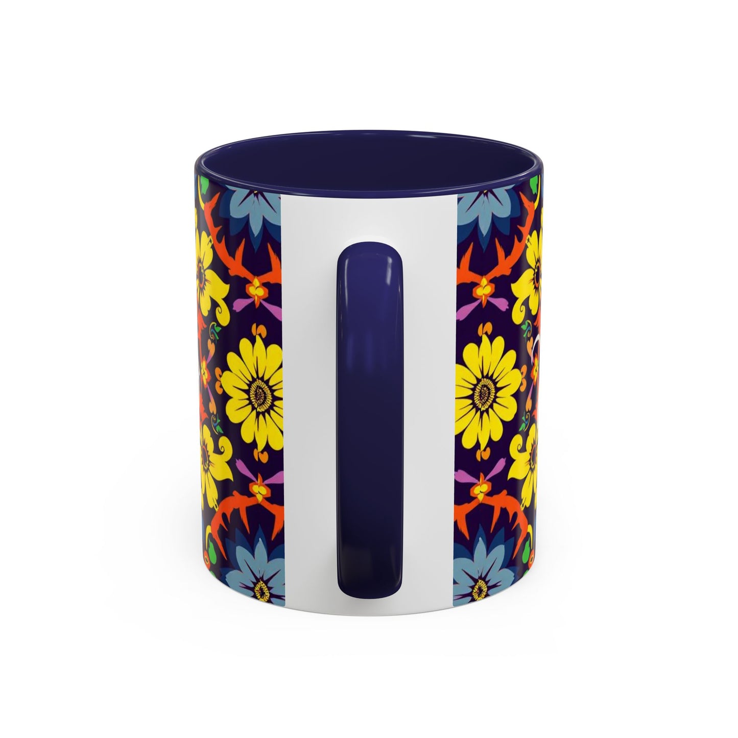 Accent Coffee Mug, Aquarius, Zodiac v1, Flower Pattern, (11, 15oz)