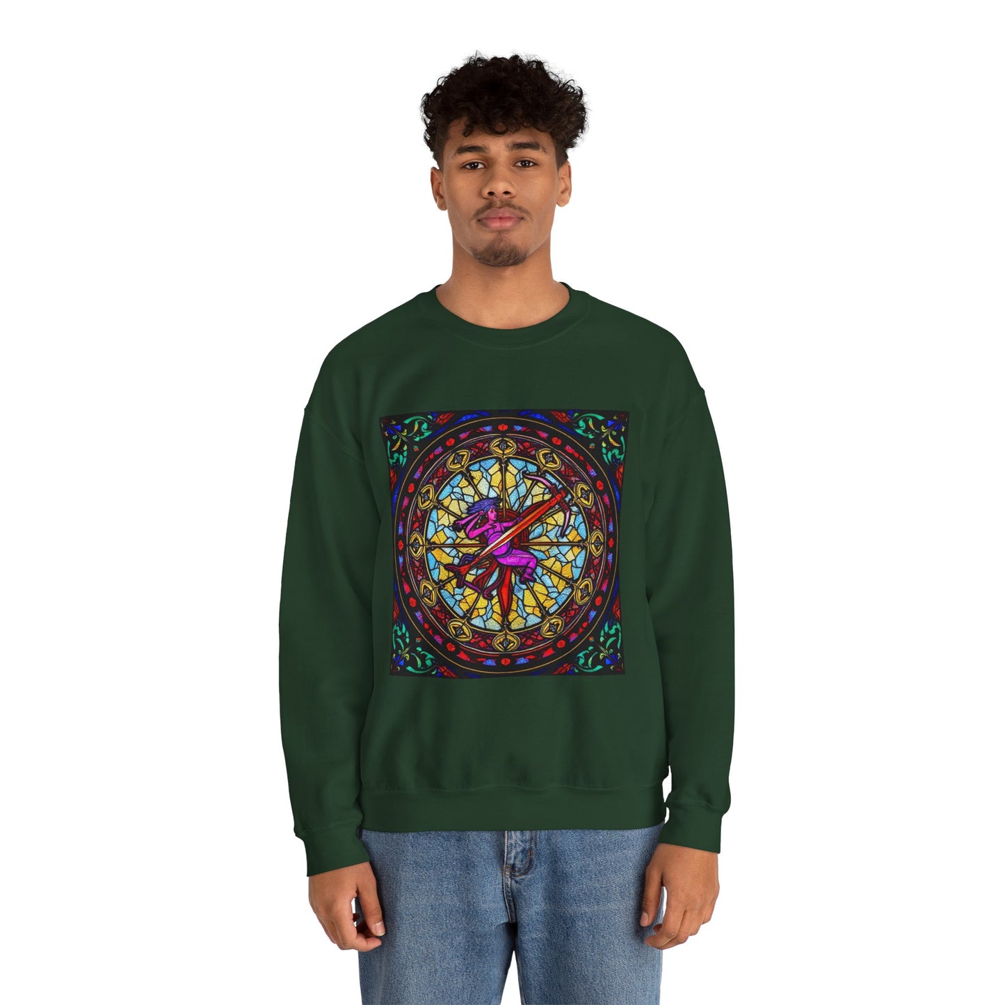 Unisex Heavy Blend™ Crewneck Sweatshirt, Glass 1, Sagittarius Zodiac Design