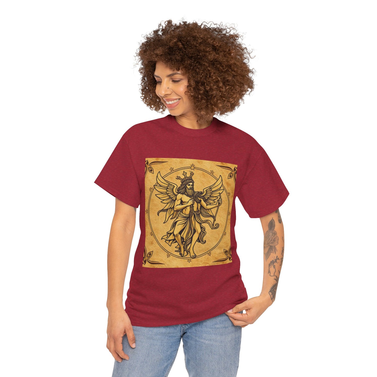 Unisex Heavy Cotton T-Shirt, Pencil Art v1, Gemini Zodiac Design