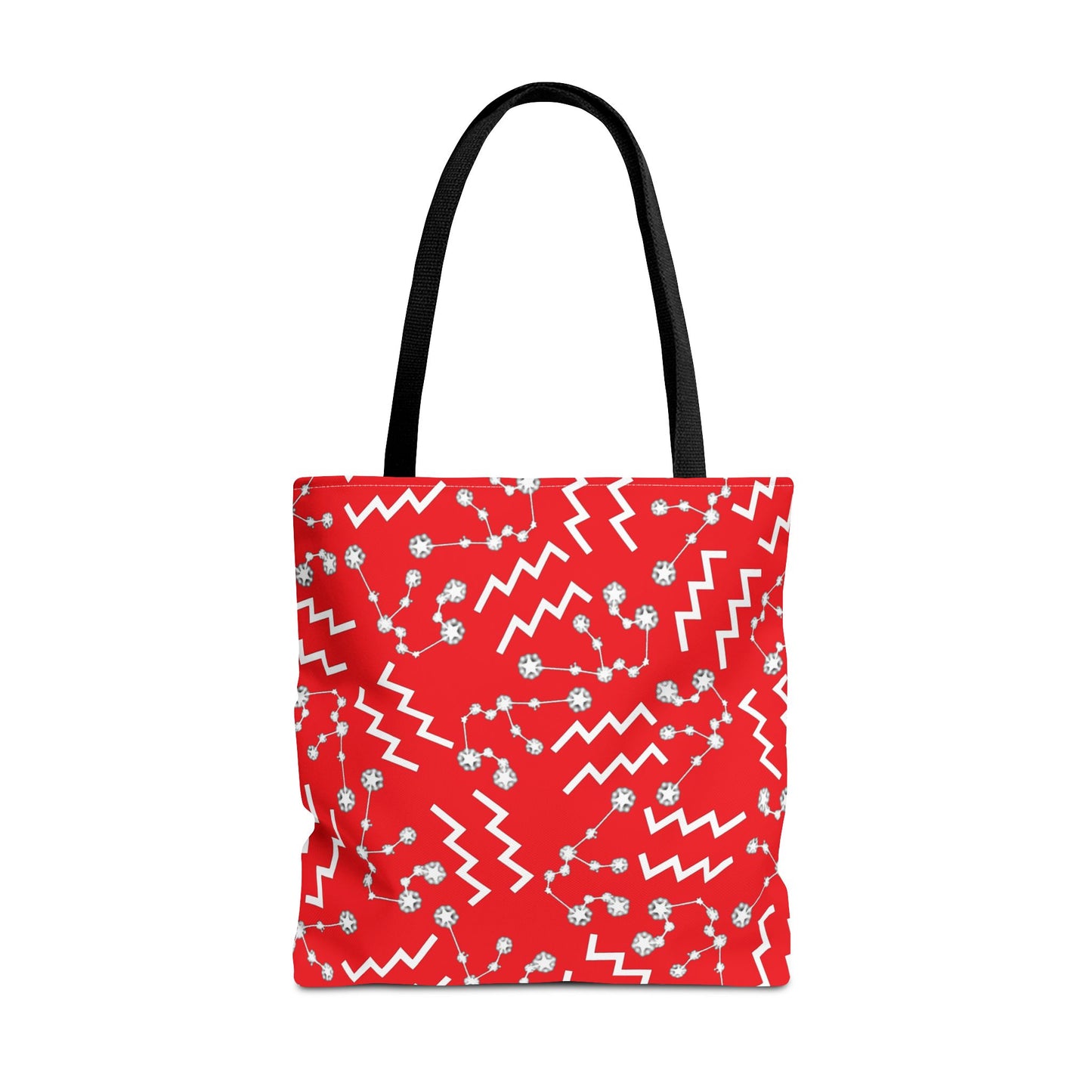 Tote Bag, Aquarius Zodiac Sign, AOP, (Red, White)