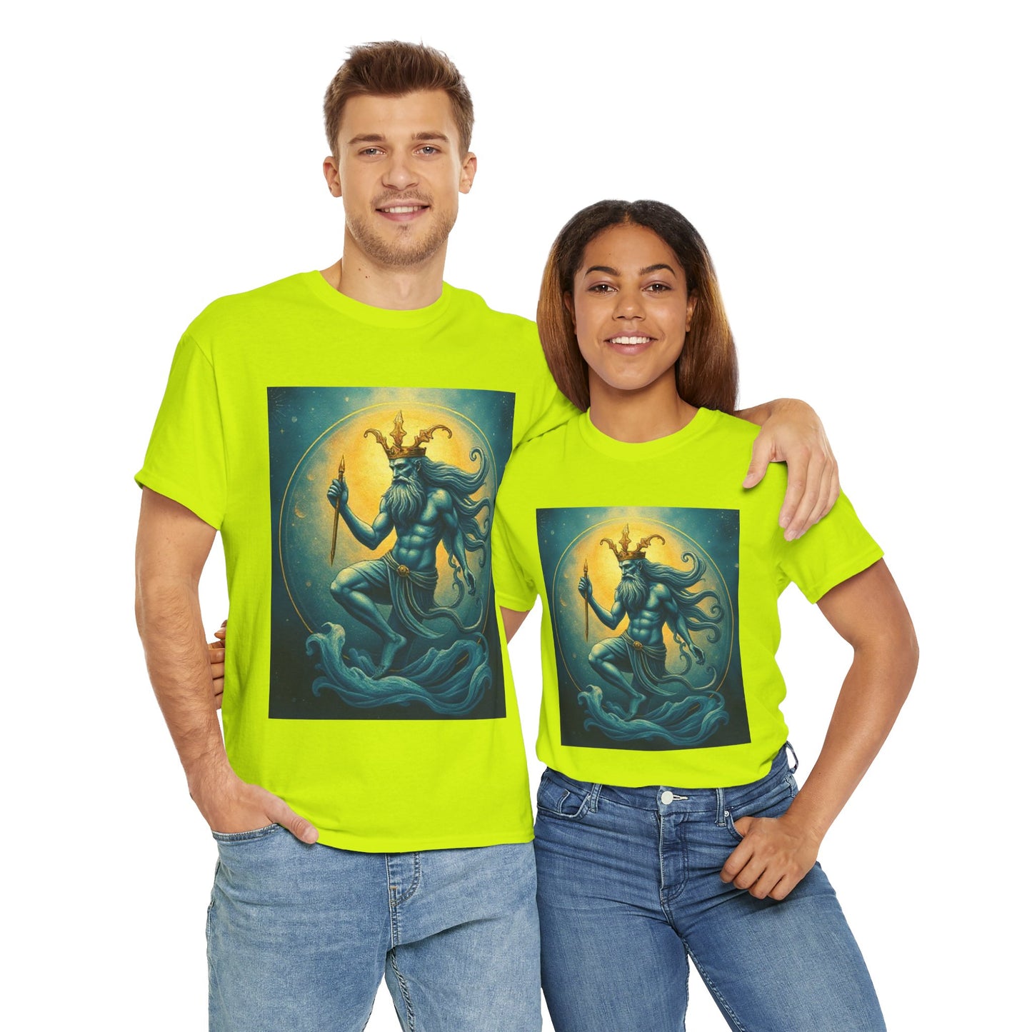 Unisex Heavy Cotton T-Shirt, Aquarius God 1, Zodiac Design