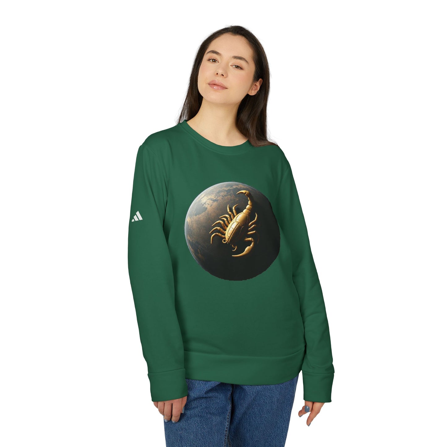 Adidas, Unisex Fleece Crewneck Sweatshirt, Scorpio, Planet Animal, Zodiac