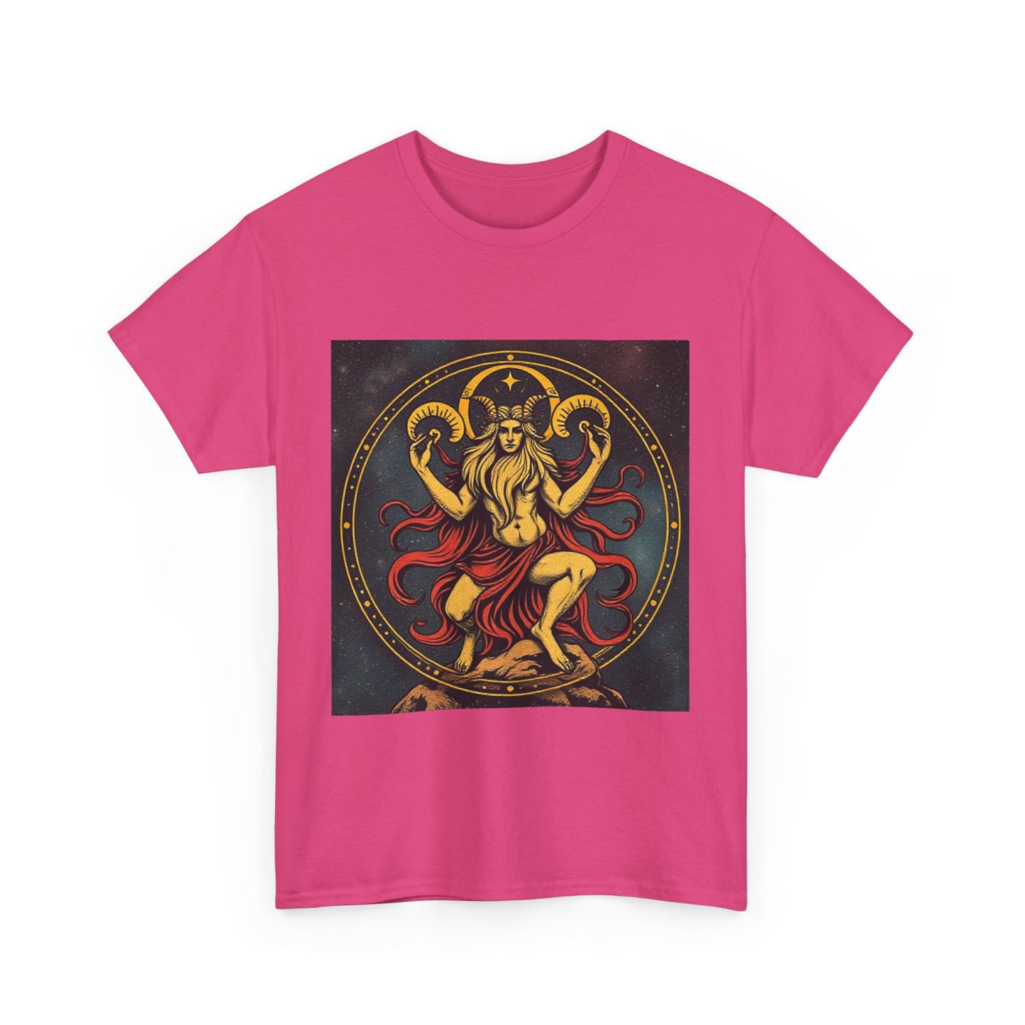 Unisex Heavy Cotton T-Shirt, Aries God 2v, Zodiac Design