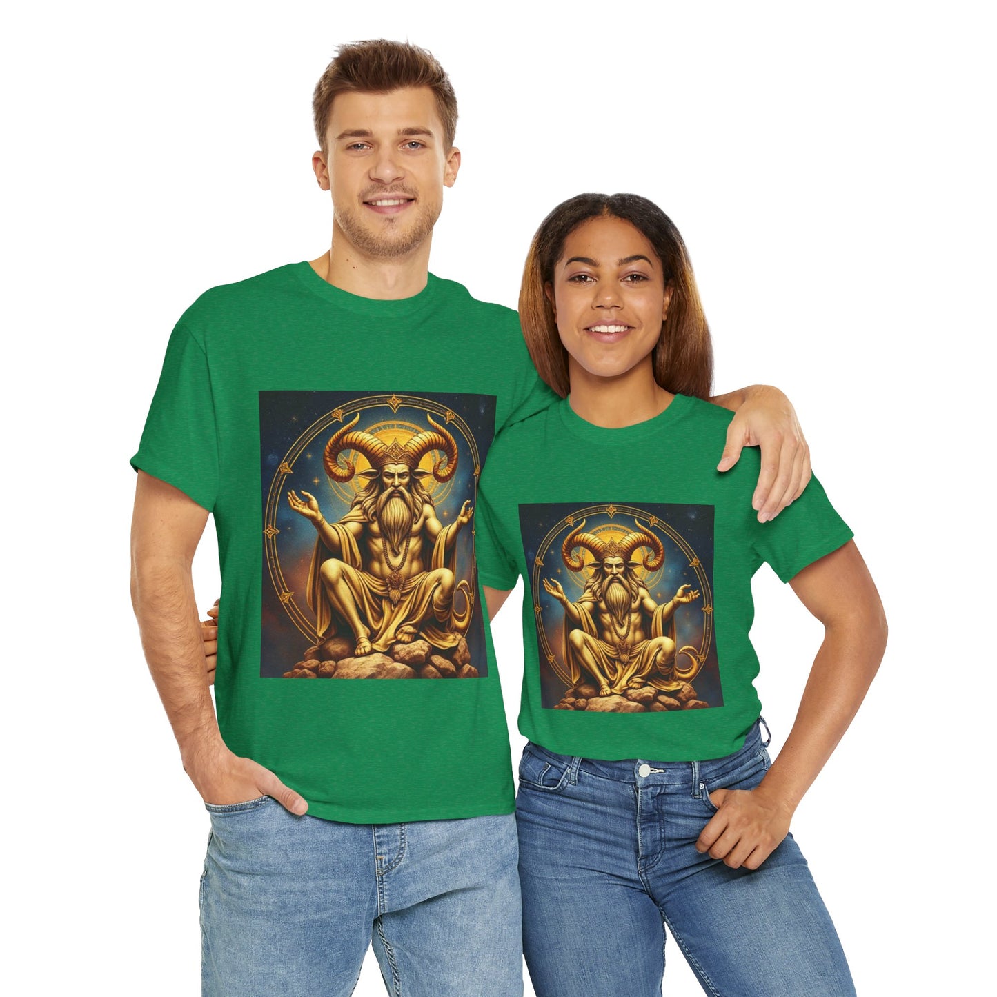 Unisex Heavy Cotton T-Shirt, On The Throne, Taurus Zodiac Design