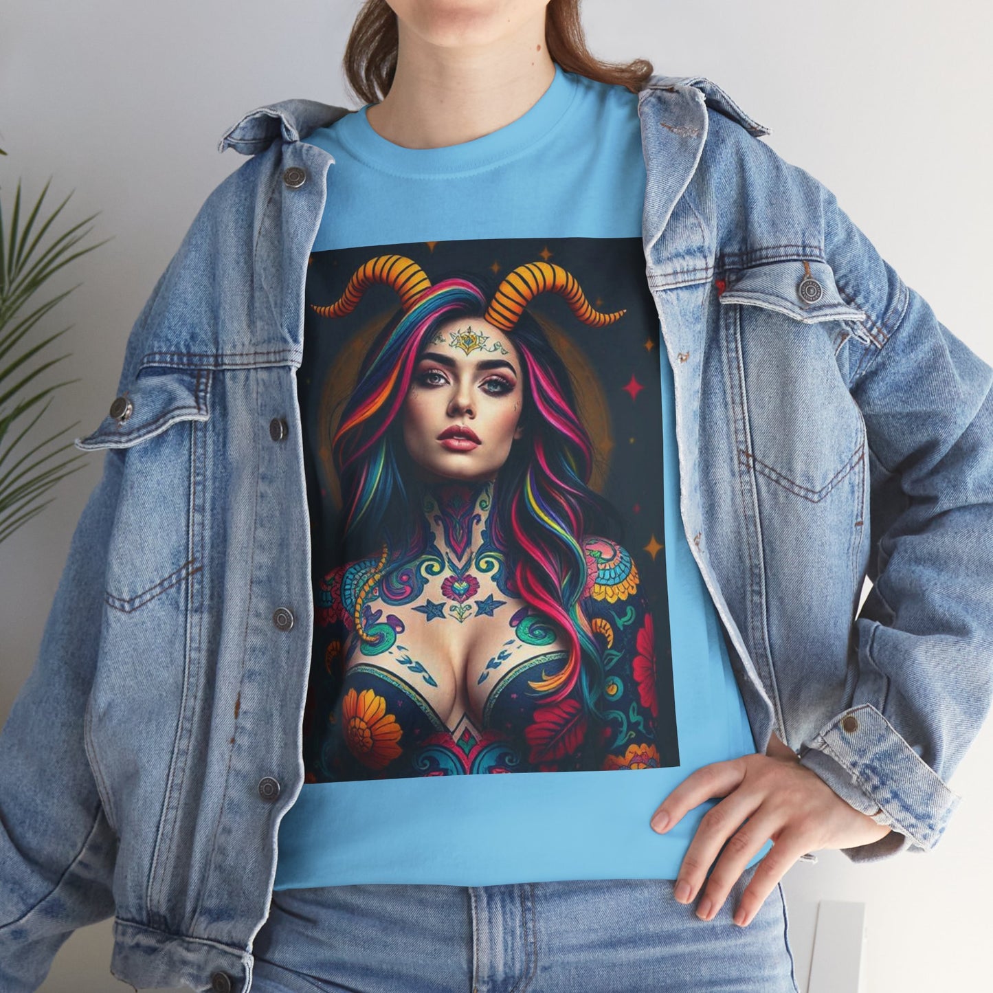 Unisex Heavy Cotton T-Shirt, Capricorn, Zodiac, Sexy Art