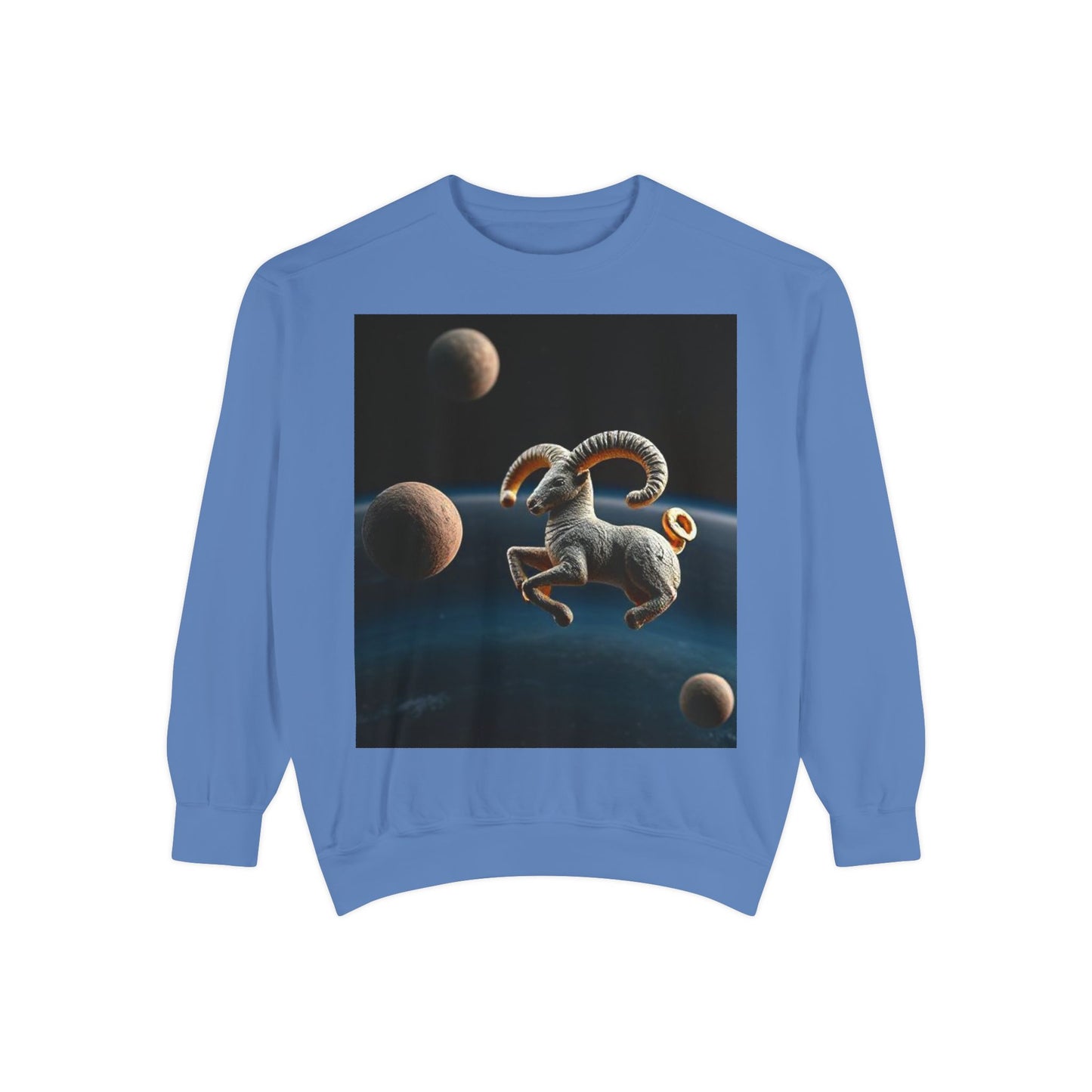 Garment-Dyed Sweatshirt, Unisex, Space Animal Design v1, Aries