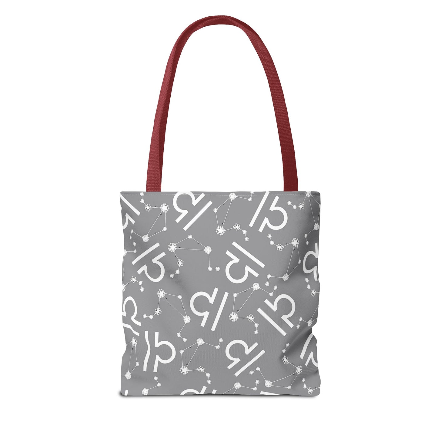 Tote Bag, Libra Zodiac Sign, AOP, (Grey, White)