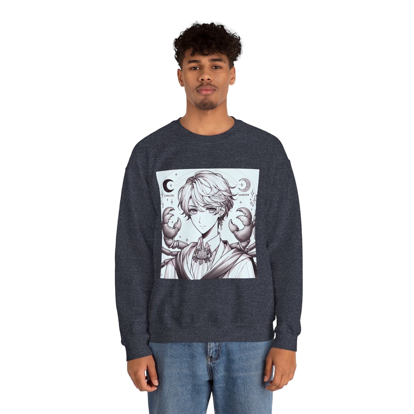 Unisex Heavy Blend™ Crewneck Sweatshirt,Two Moon, Cancer Zodiac Design