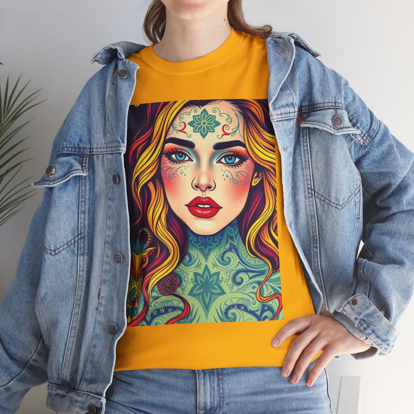 Unisex Heavy Cotton T-Shirt, Aquarius, Zodiac v2, Sexy Art