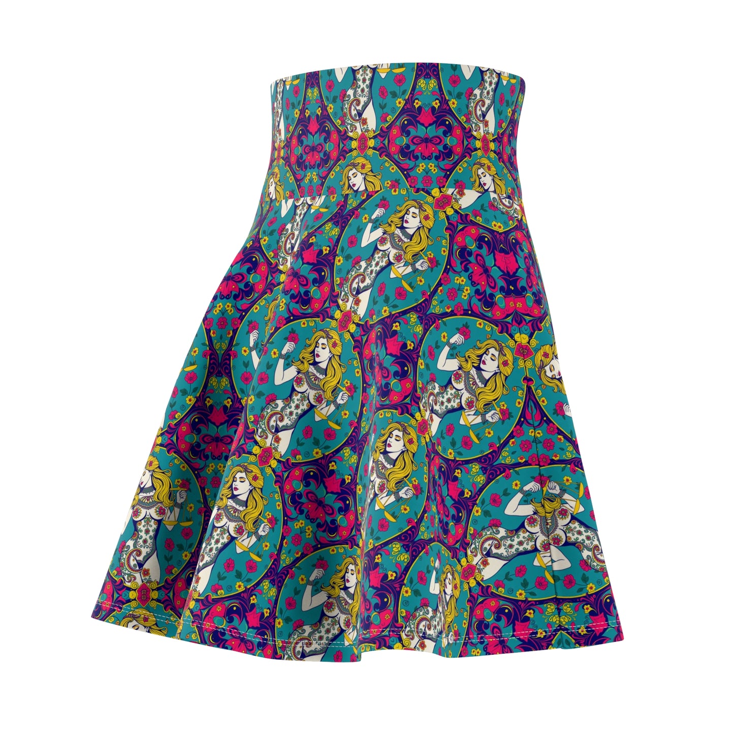 Women's Skater Skirt, (AOP), Libra, Zodiac v1, Sexy Pattern