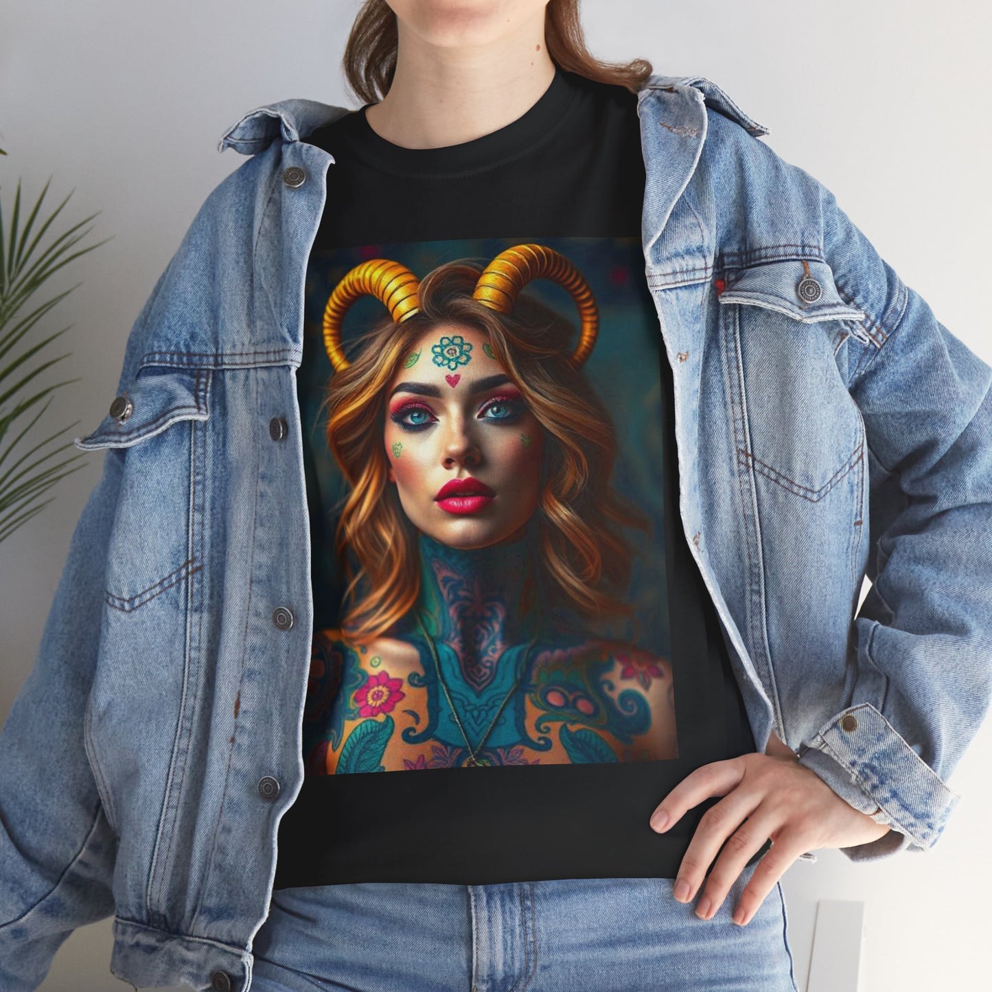 Unisex Heavy Cotton T-Shirt, Capricorn, Zodiac v1, Sexy Art