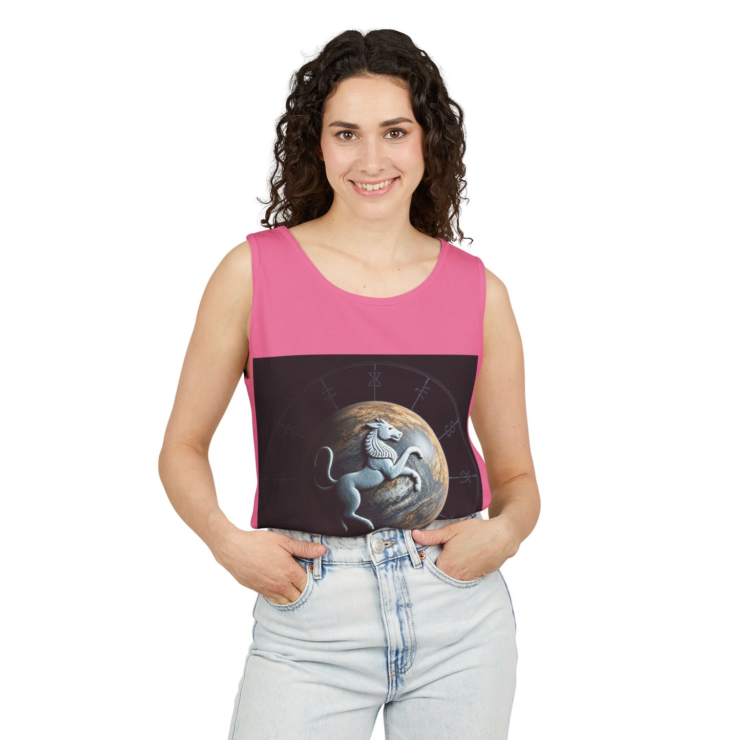 Unisex Garment-Dyed, Tank Top, Aquarius Design, Planet Animal, 100% Ringspun US cotton