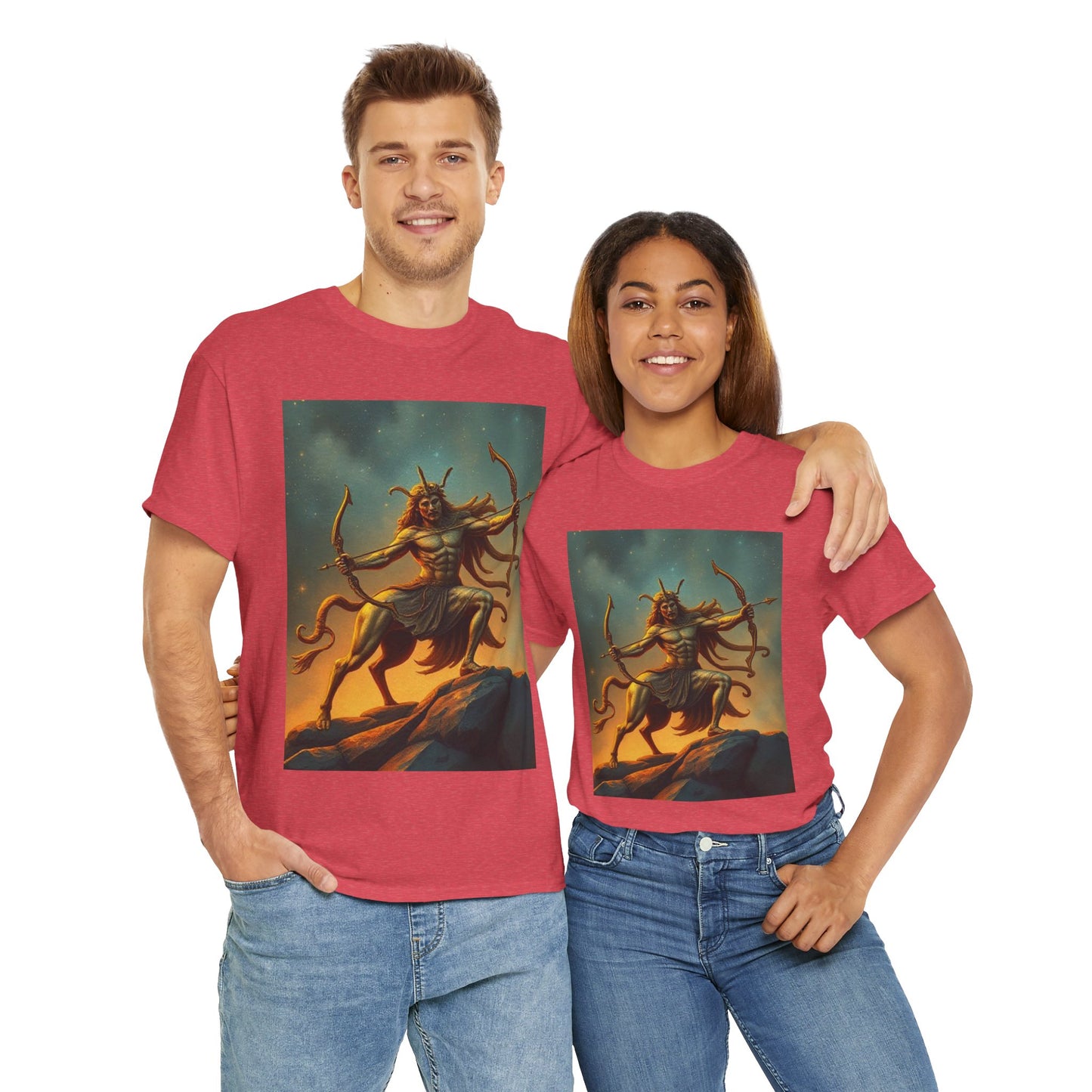 Unisex Heavy Cotton T-Shirt, Arrow Centaur v1, Sagittarius Zodiac Design