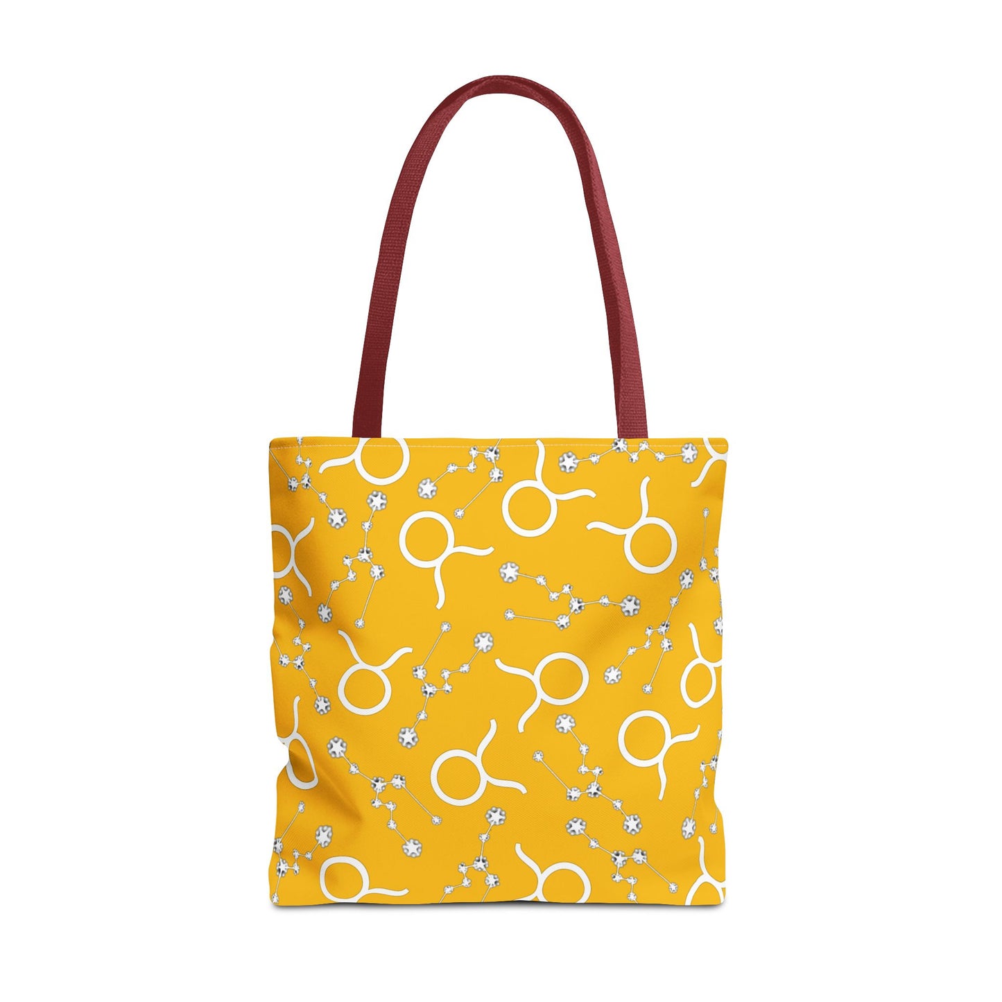 Tote Bag, Taurus Zodiac Sign, AOP, (Yellow, White)