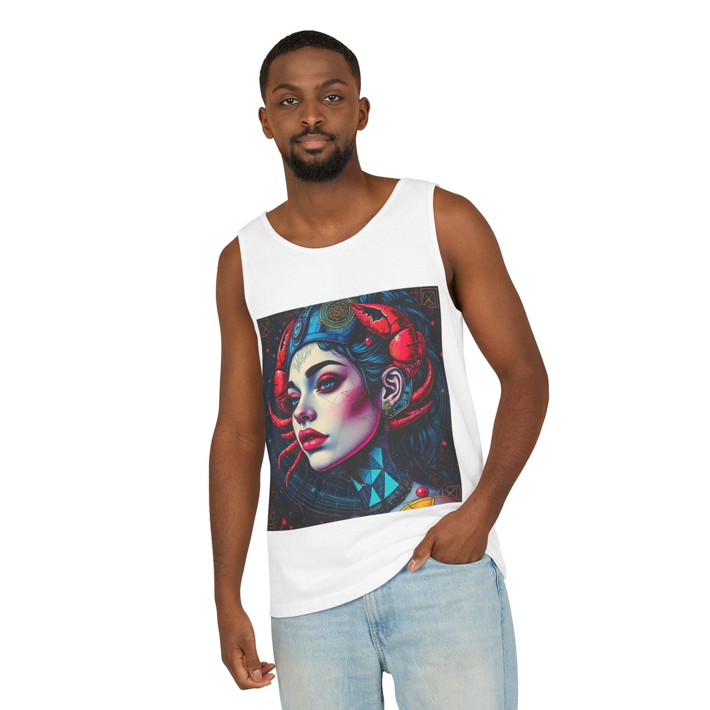 Unisex Garment-Dyed, Tank Top, Cancer, Pop Art v1, 100% US cotton
