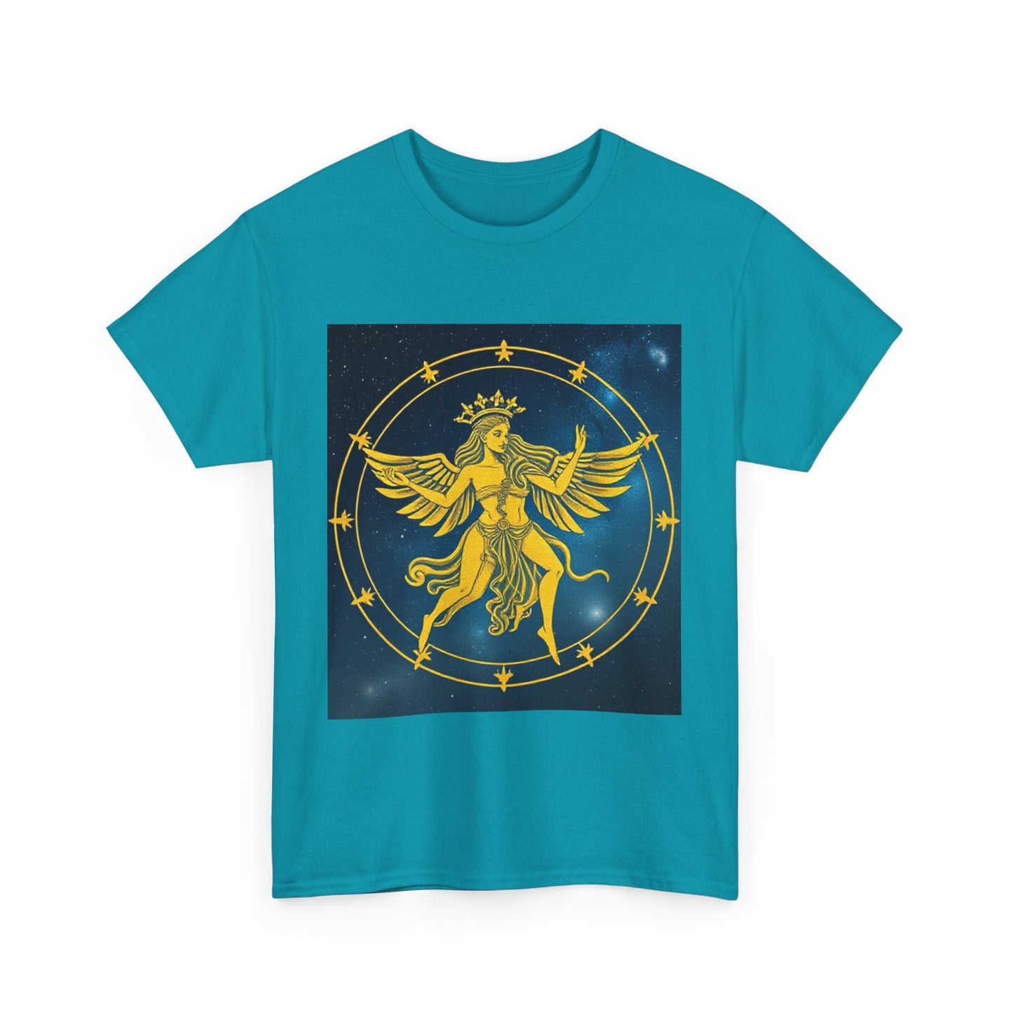 Unisex Heavy Cotton T-Shirt, Twin Angel v3, Gemini Zodiac Design