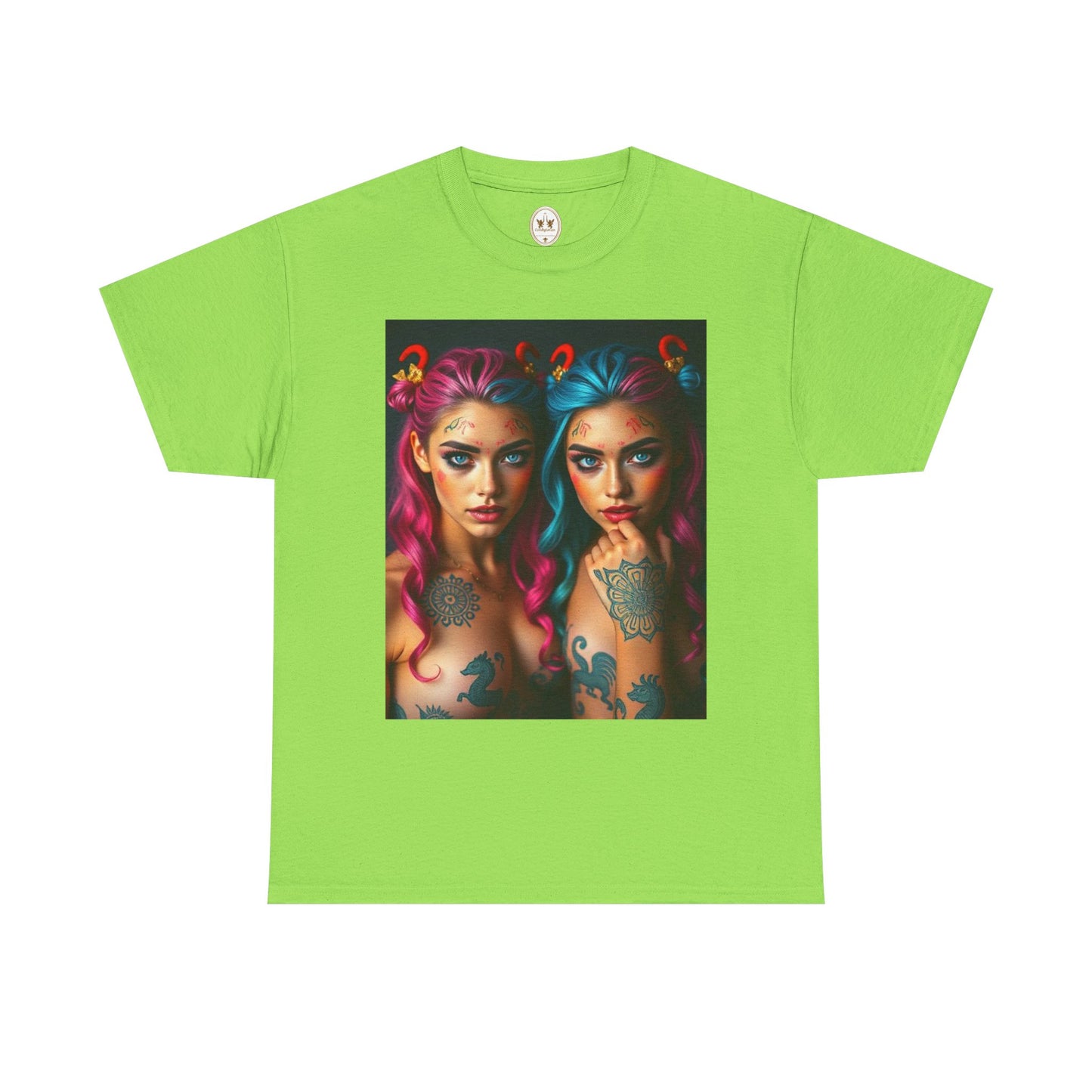 Unisex Heavy Cotton T-Shirt, Gemini, Zodiac v1, Sexy Art