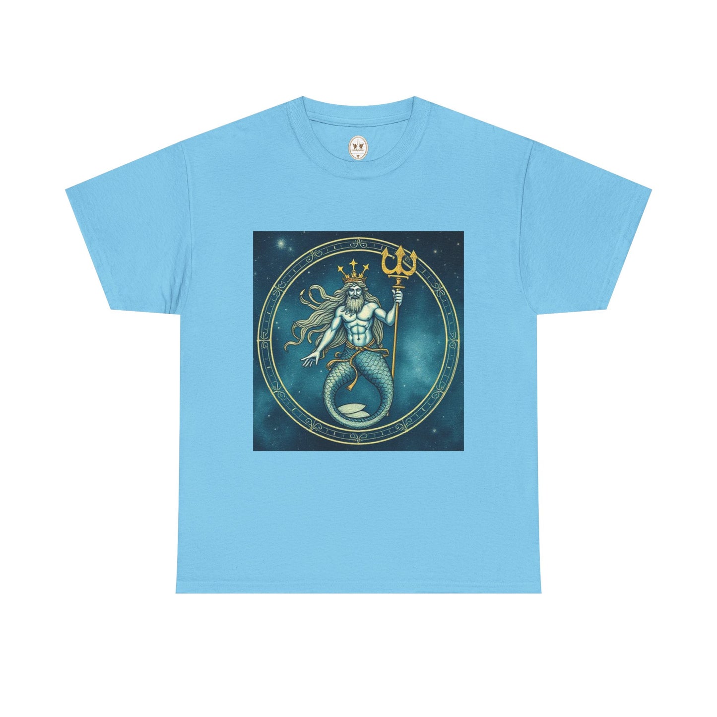 Unisex Heavy Cotton T-Shirt, Aquarius God 6v, Zodiac Design