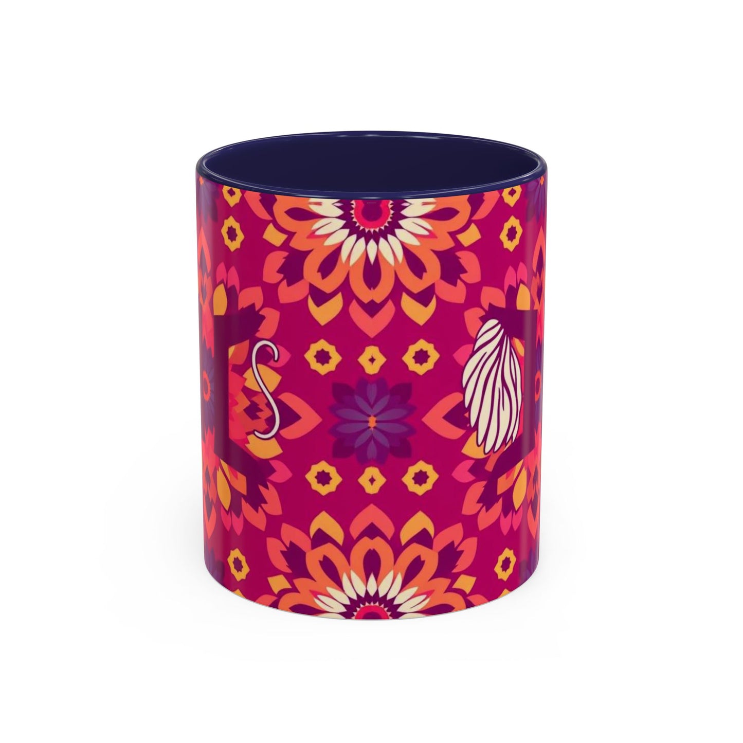 Accent Coffee Mug, Gemini, Zodiac v1, Flower Pattern, (11, 15oz)