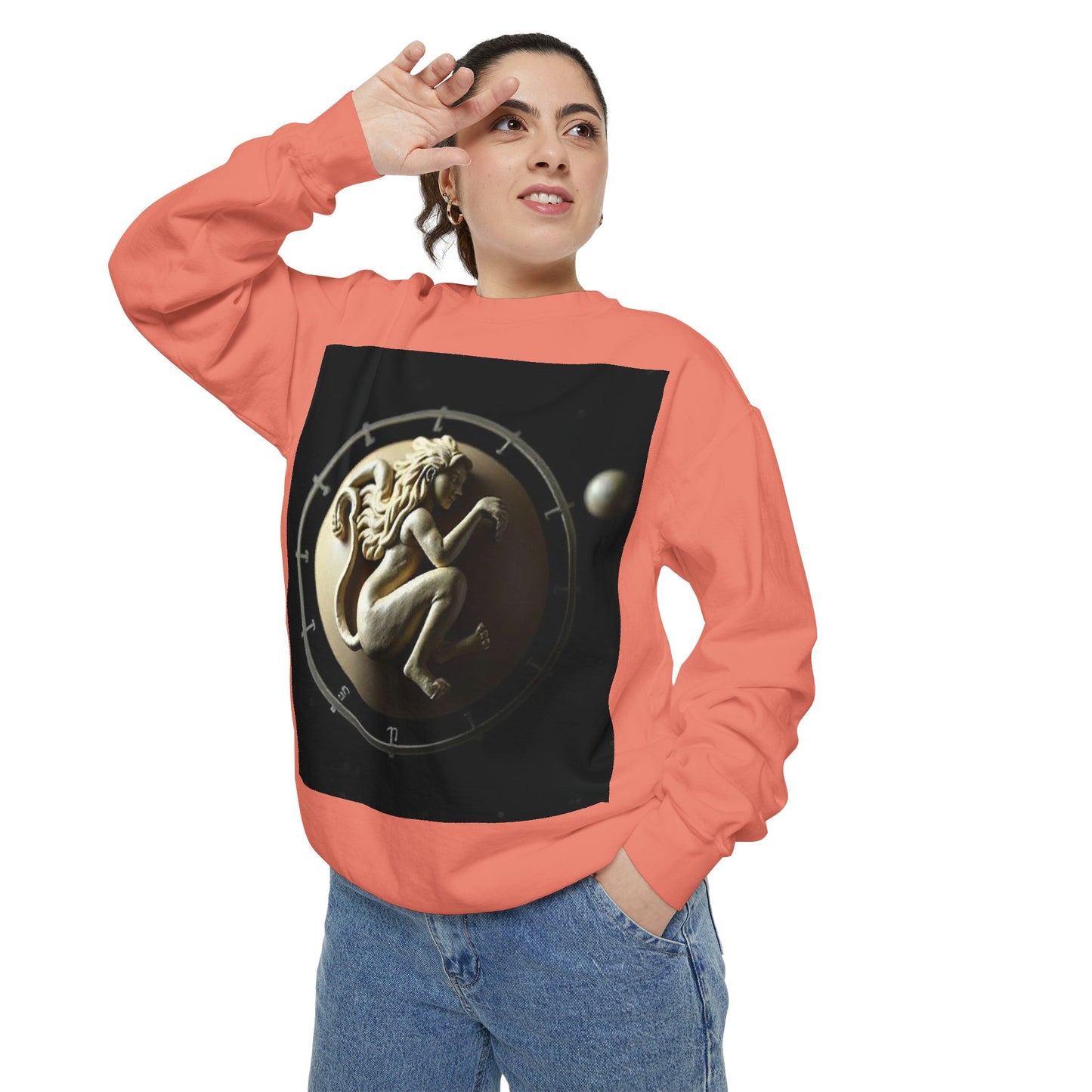 Garment-Dyed Sweatshirt, Unisex, Space Symbol Design, Virgo